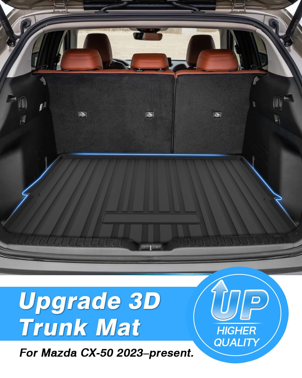 Powerty Cargo Mat Compatible With Mazda Cx-50 2023 2024 2025 Cargo Liner Rear Trunk Mat Cargo Tray All Weather Tpo 3D Trunk Floo