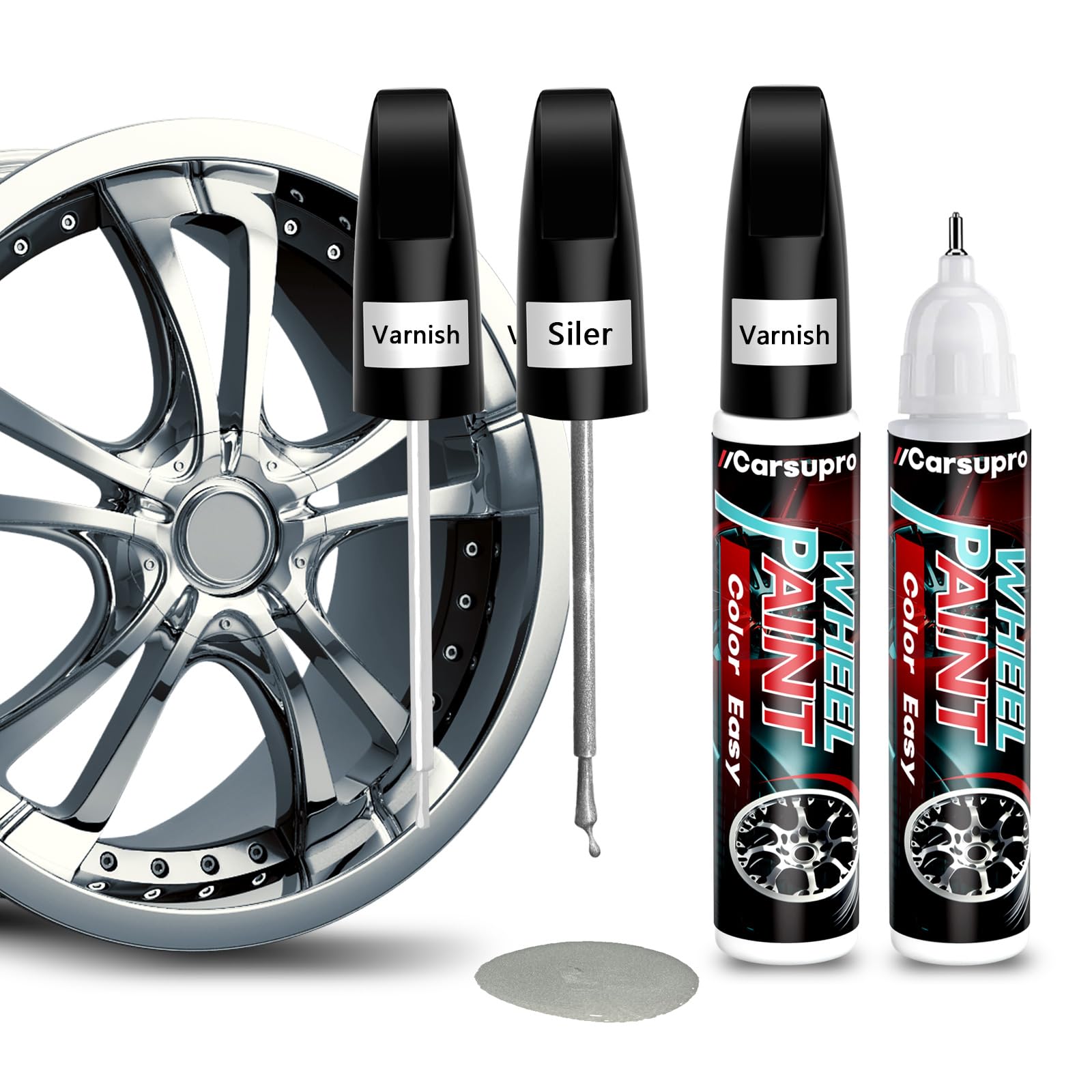 Silver wheel Touch Up Paint Wheel Scratch Repair Pen. Car Rim Paint Pen Quick And Easy Fix Rim Scratches,Rim Paint For Car Wheel