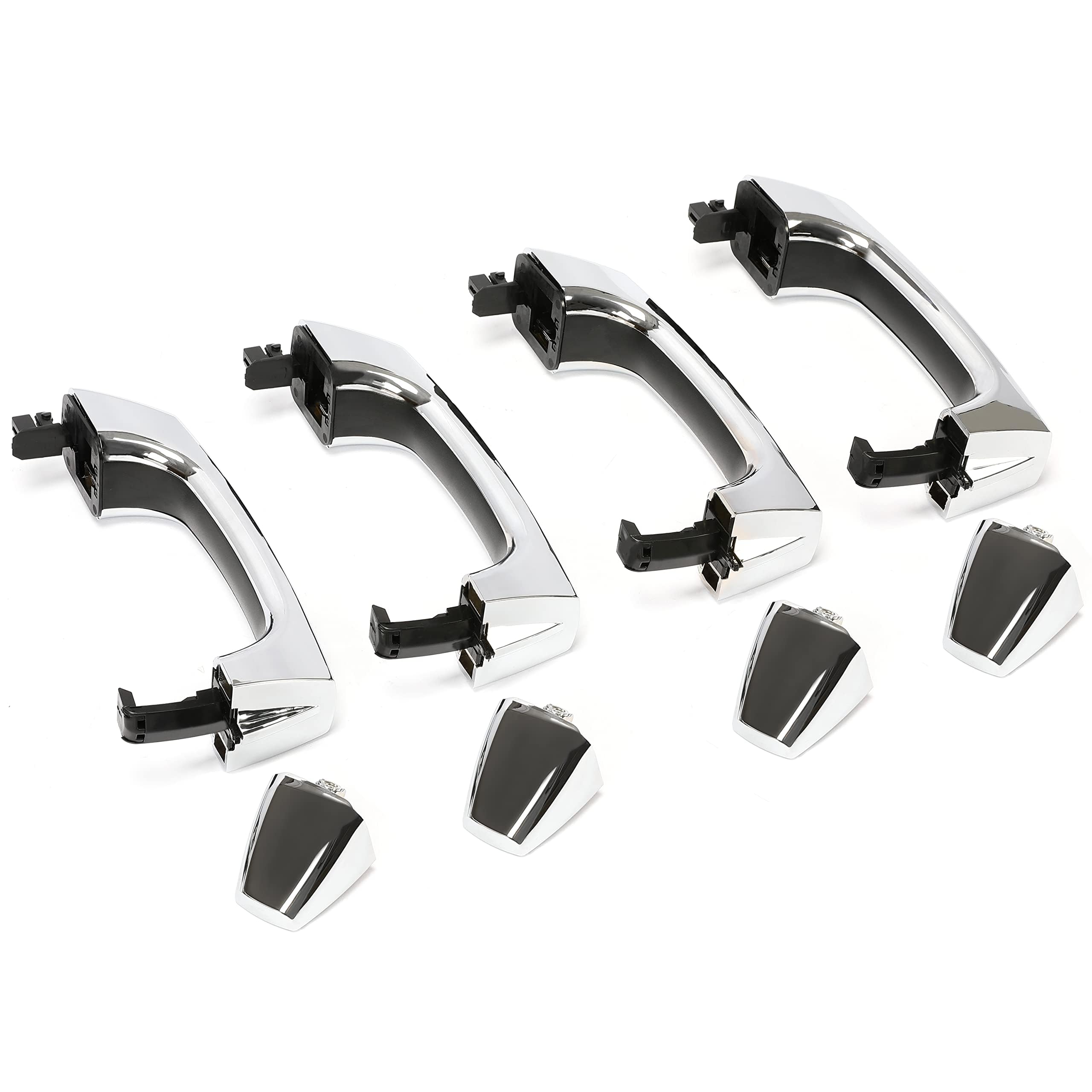 ECOTRIC Exterior Door Handle W/Cap Replacement Compatible with 2006-2010 Hummer H3 & 2008-2010 Alpha & 2007-2009 H3 X & 2009-2010 H3T Replacement Part Number 25832249 FDH010179 Set of 4 Silvery