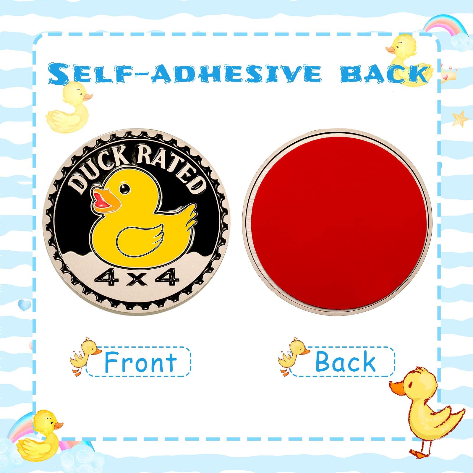 Duck Rated Car Emblem 4 X 4 Metal Automotive Badge 3D Metal Car Badges Emblems Round Emblem Decals Car Badge Decals Stickers Compatible With Vehicles Trucks Suv Rv Decorations (Yellow)