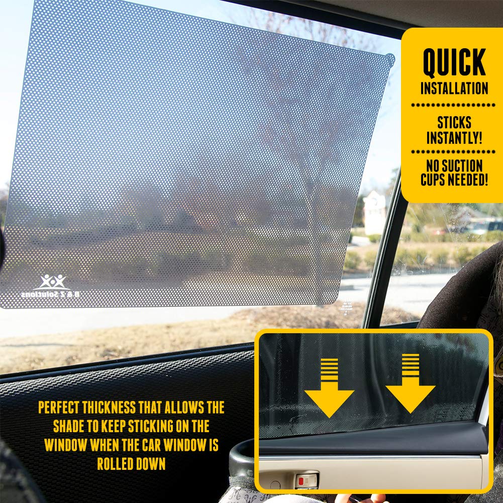 B&Z Solutions Original 4-Pack Car Window Sun Shades Bundle-Universal Fit All Vehicles-Easy And Effective Way To Block Sun Glare,
