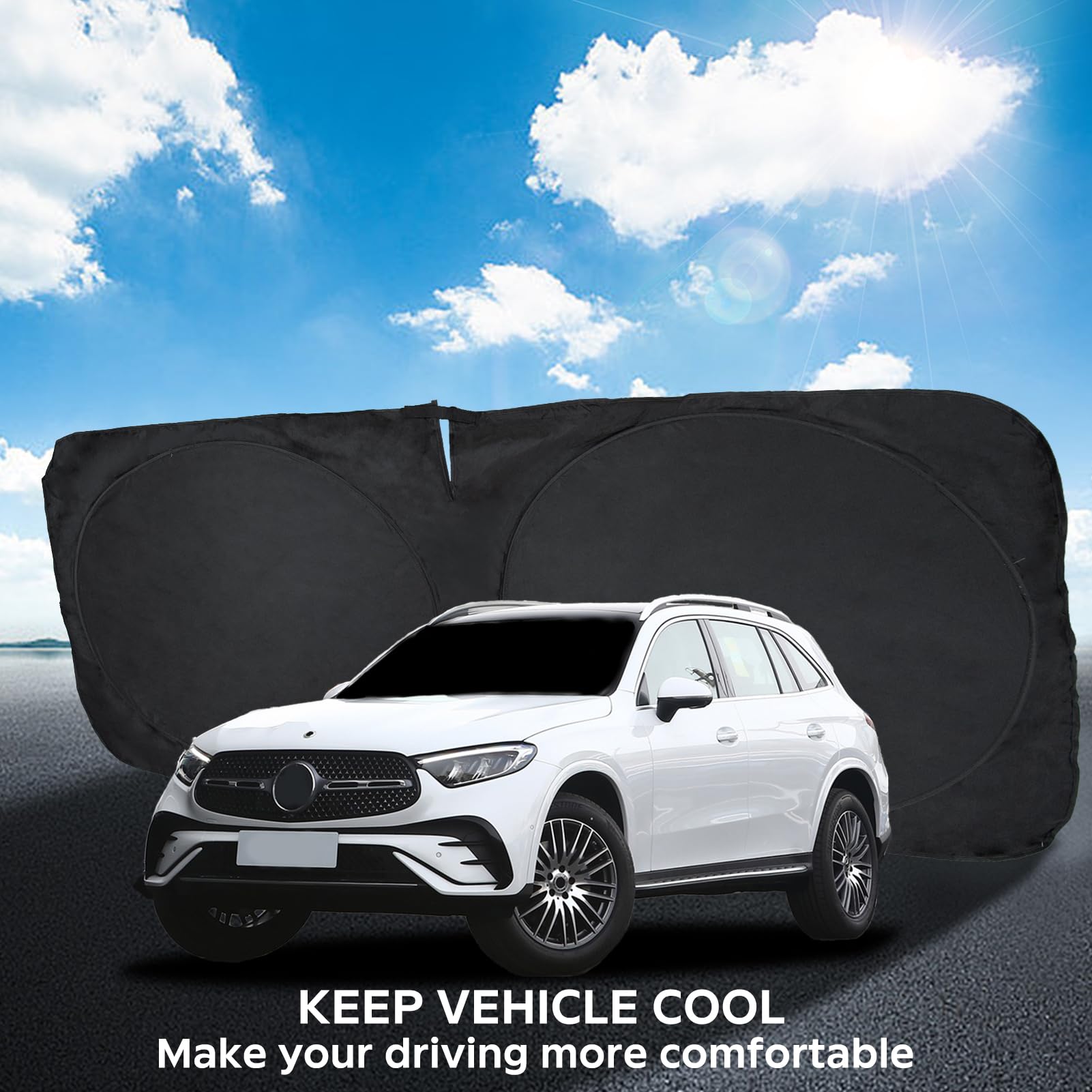Insauto For Glc Windshield Sunshade Foldable Sun Shade Custom-Fit For Mercedes Benz 2016-2022 Glc Suv Glc300 Windshield Cover Ca