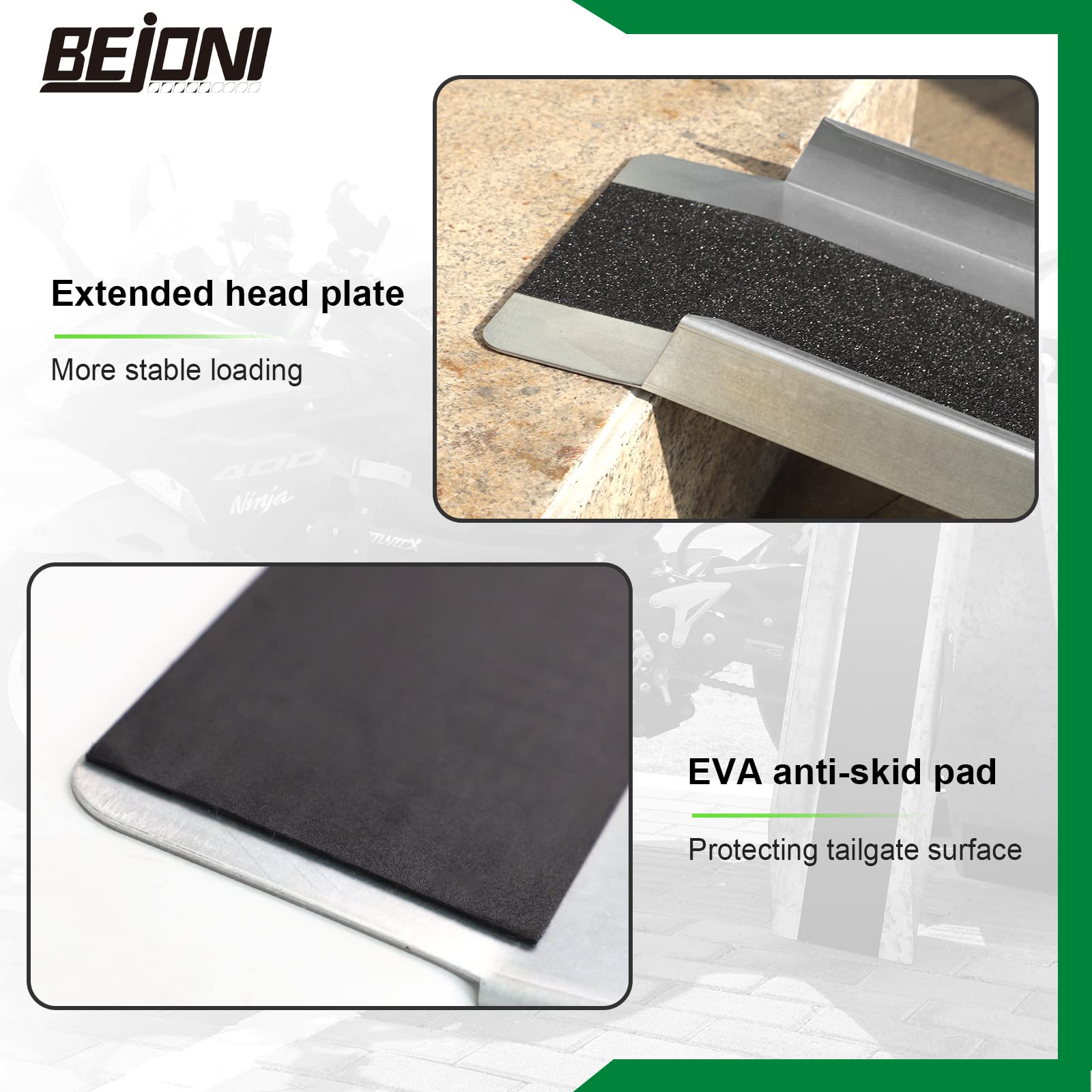 BEJONI 70.8'' L x 9'' W Folding Loading Ramp, 600 Lbs Capacity, Portable Mower Ramp with Handle, Tailgate Ramp with Non-Skid Sur