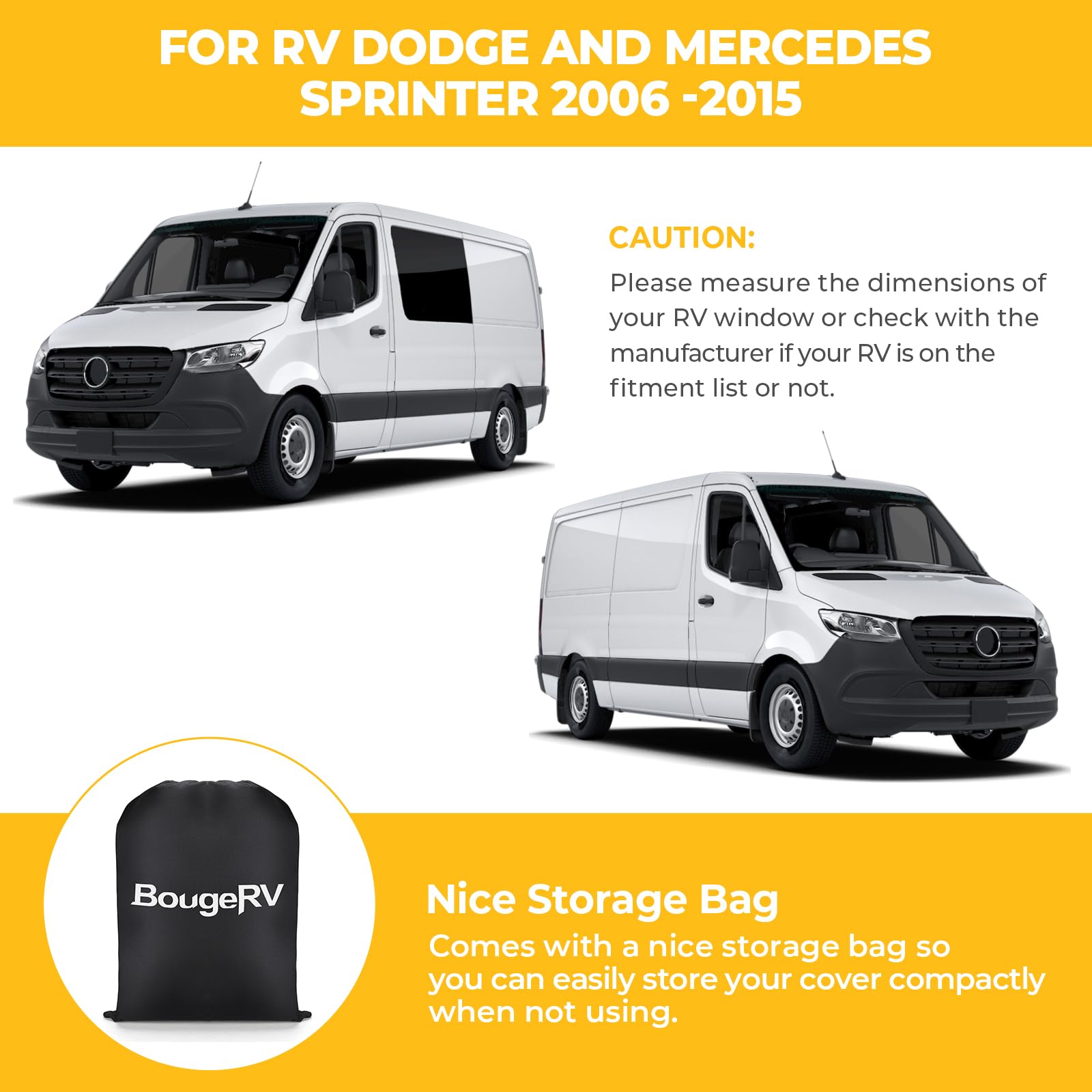 Bougerv Rv Windshield Window Snow Cover For Class B Dodge Mercedes Sprinter 2006-2015 Motorhome Windshield Cover Snow Cover For Rv Front Window Sunshade Cover Rv Accessories With Mirror Cutouts Silver