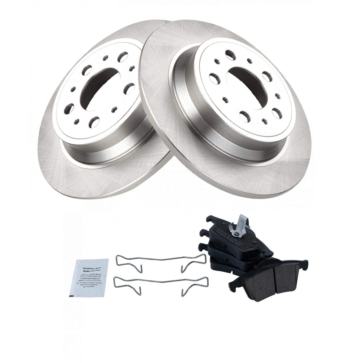 Trq Rear Brake Pad & Rotor Kit Brake Pads Brake Rotor Ceramic Compatible With 2001-2009 Volvo S60 1999-2006 S80 2001-2006 V70 20