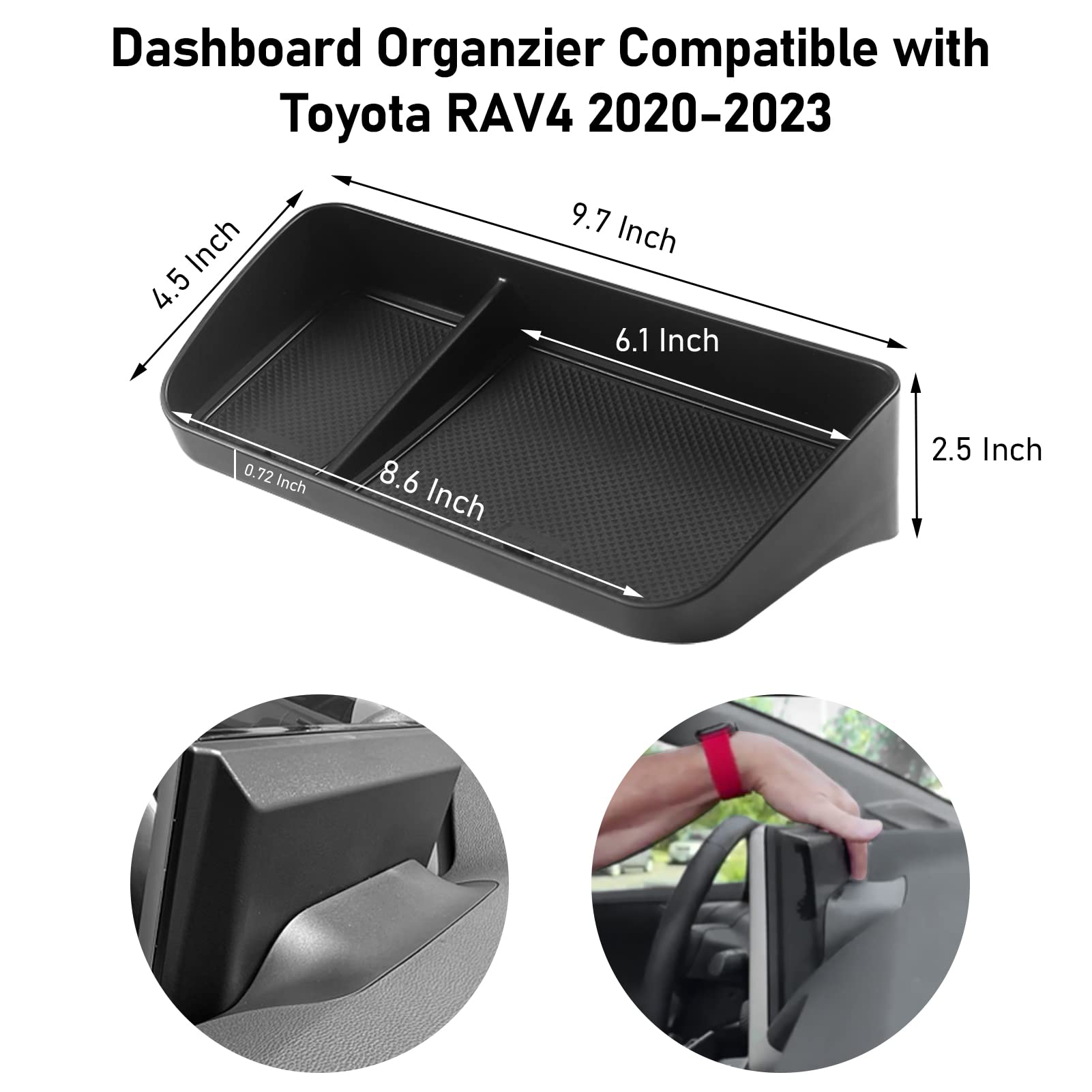 Jaronx Compatible With Toyota Rav4 Dash Organizer 2025 2024 2023 2022 2021 2020, 8'' Screen Dashboard Organizer Tray For Toyota