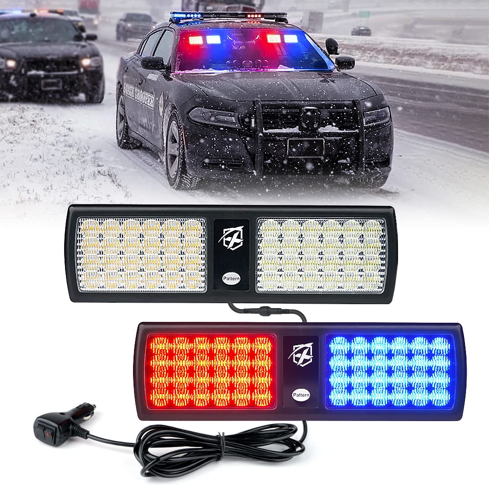 Xprite Red/Blue Led Dual Visor Strobe Flashing Lights, Interior Windshield Sunshield Emergency Warning Lights For Police Volunteer Firefighter Vehicles Trucks