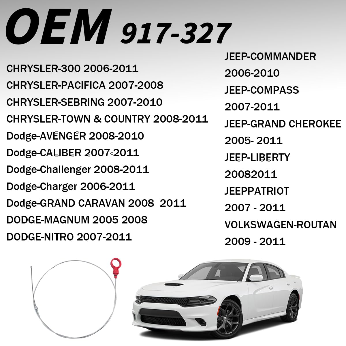 Bittwee Car Transmission Fluid Dipstick, Auto Transmission Fluid Level Dipstick Tool For 2.7 3.5 3.6 3.7 5.7 6.1 6.4L Fuel Tank With O-Sealing Cap, Oem#8863B 9336 9336A 42Rle Nag1 62Te