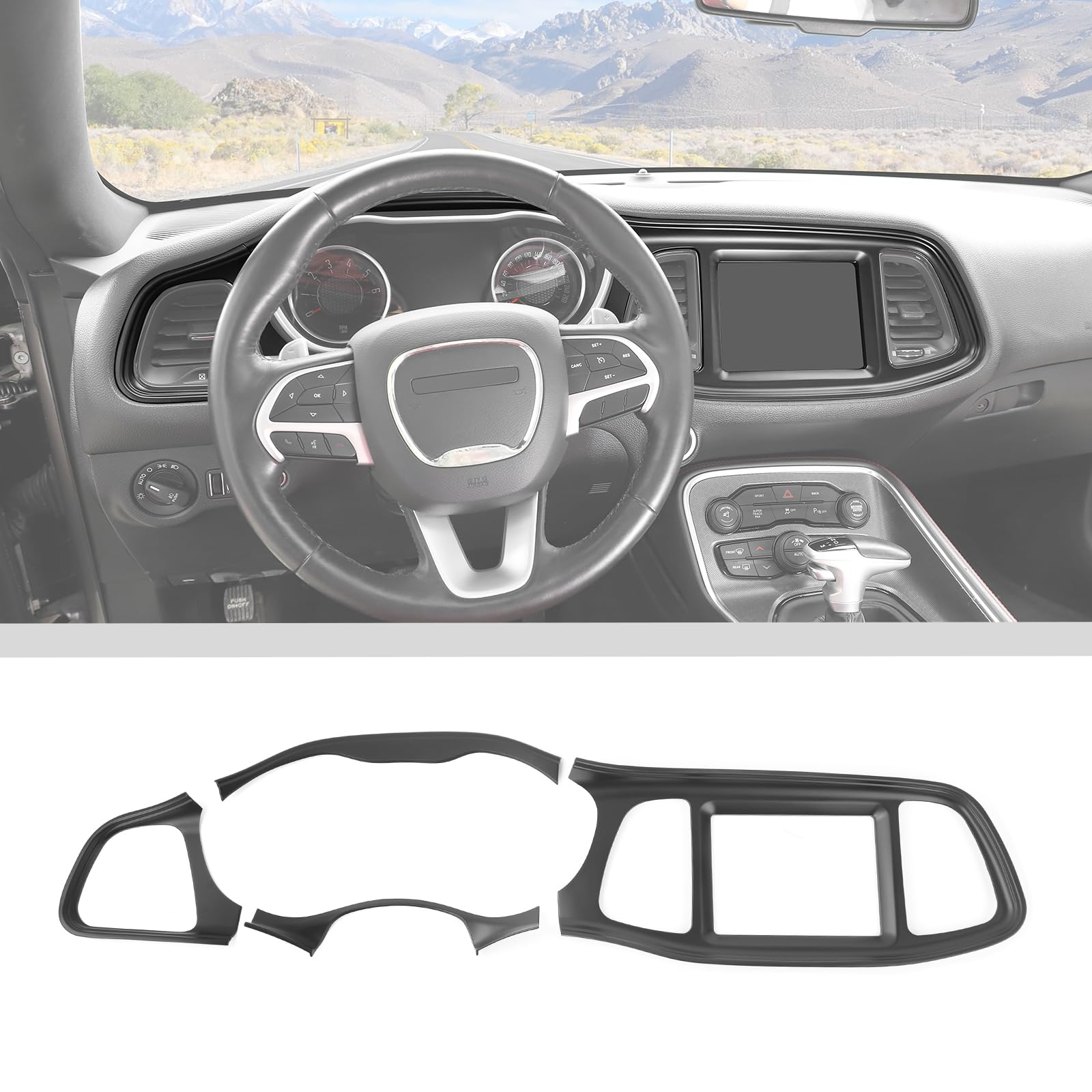 Voodonala Center Consoles Dash Board Dashboard Instrument Protecter Cover Trim Garnish Panel For Dodge Challenger Interior Acces