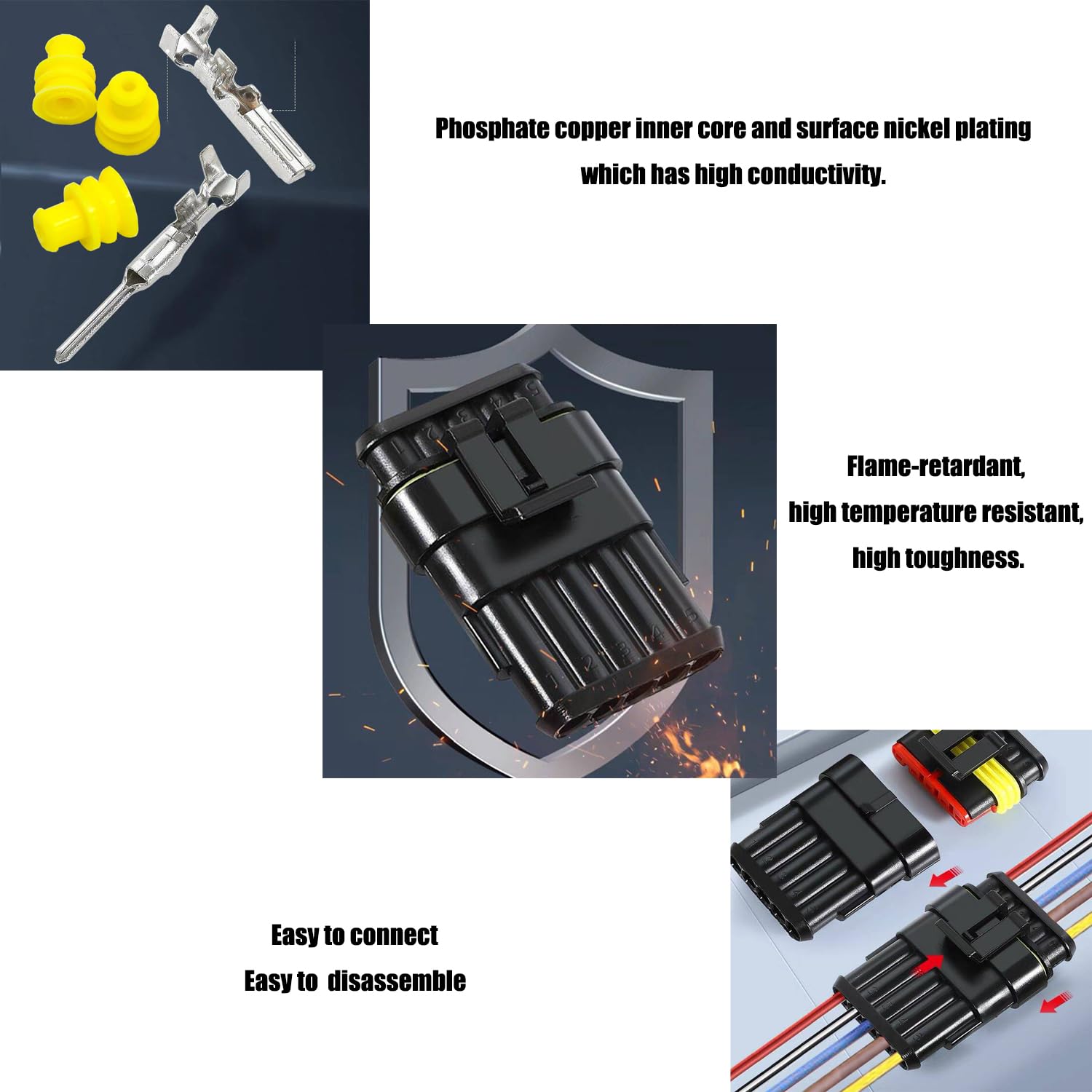 Yetor 6Pin Connector,16Awg Way Car Waterproof Electrical Connector, Auto Electrical Wire Connectors Marine For Car, Truck, Boat,