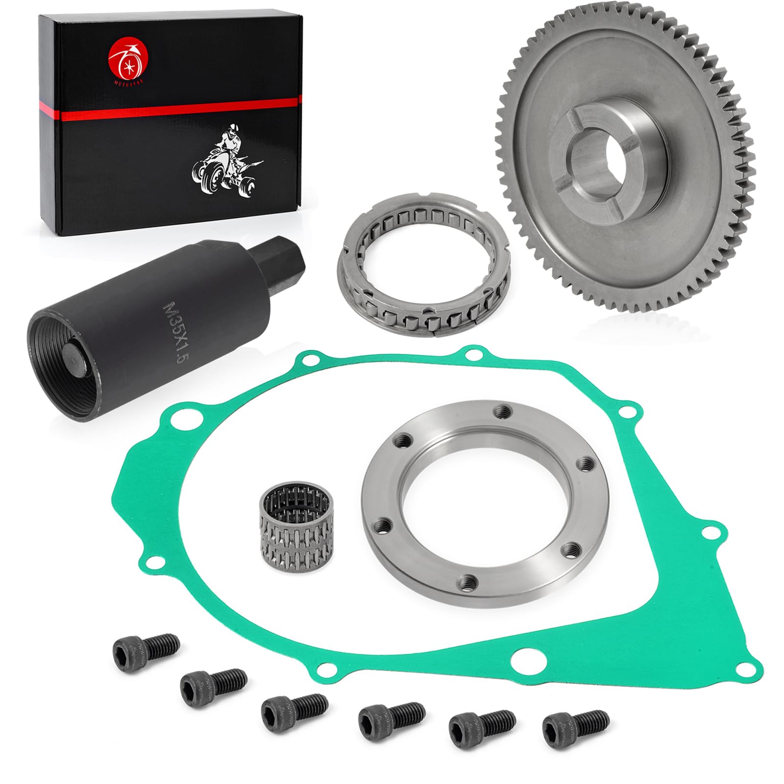 Flywheel Puller & Starter Clutch One Way Bearing Gear Kit & Gasket For YAMAHA Warrior Raptor Big Bear Moto 4 350 YFM350 1987-201