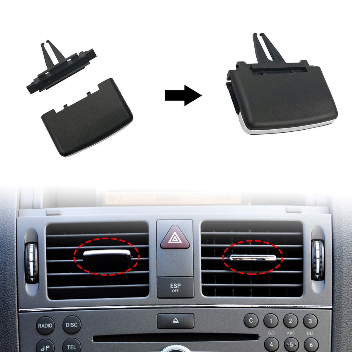 Moonlinks Compatible With Mercedes Benz Front Center/Left/Right Air Vent Clips Tabs, Front Row Ac Vent Adjustment Buckle Repair 
