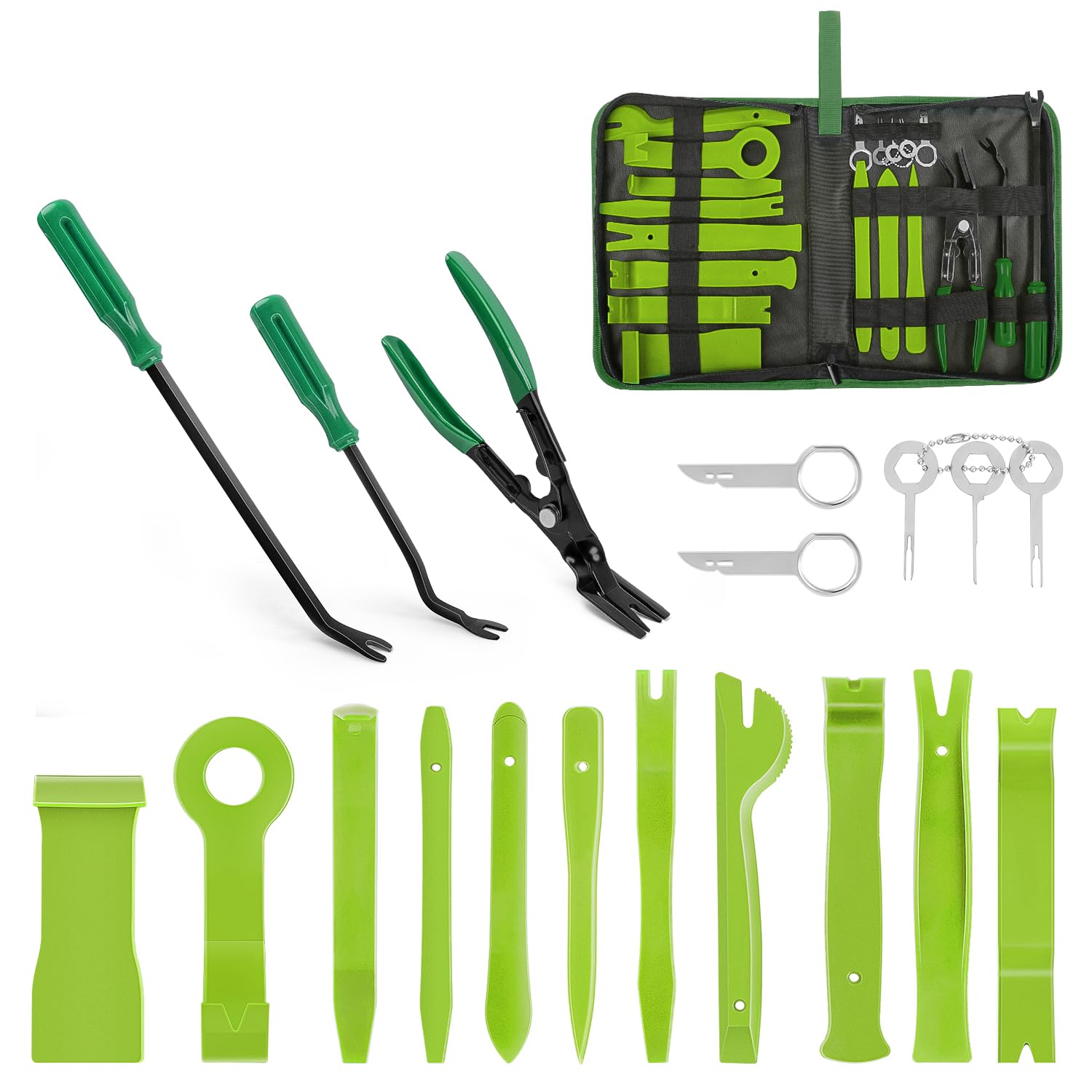 GOOACC 19Pcs Trim Removal Tool Set Panel Fastener Clips Removal Automotive Plastic Upholstery Pliers Removal Install Removal Car