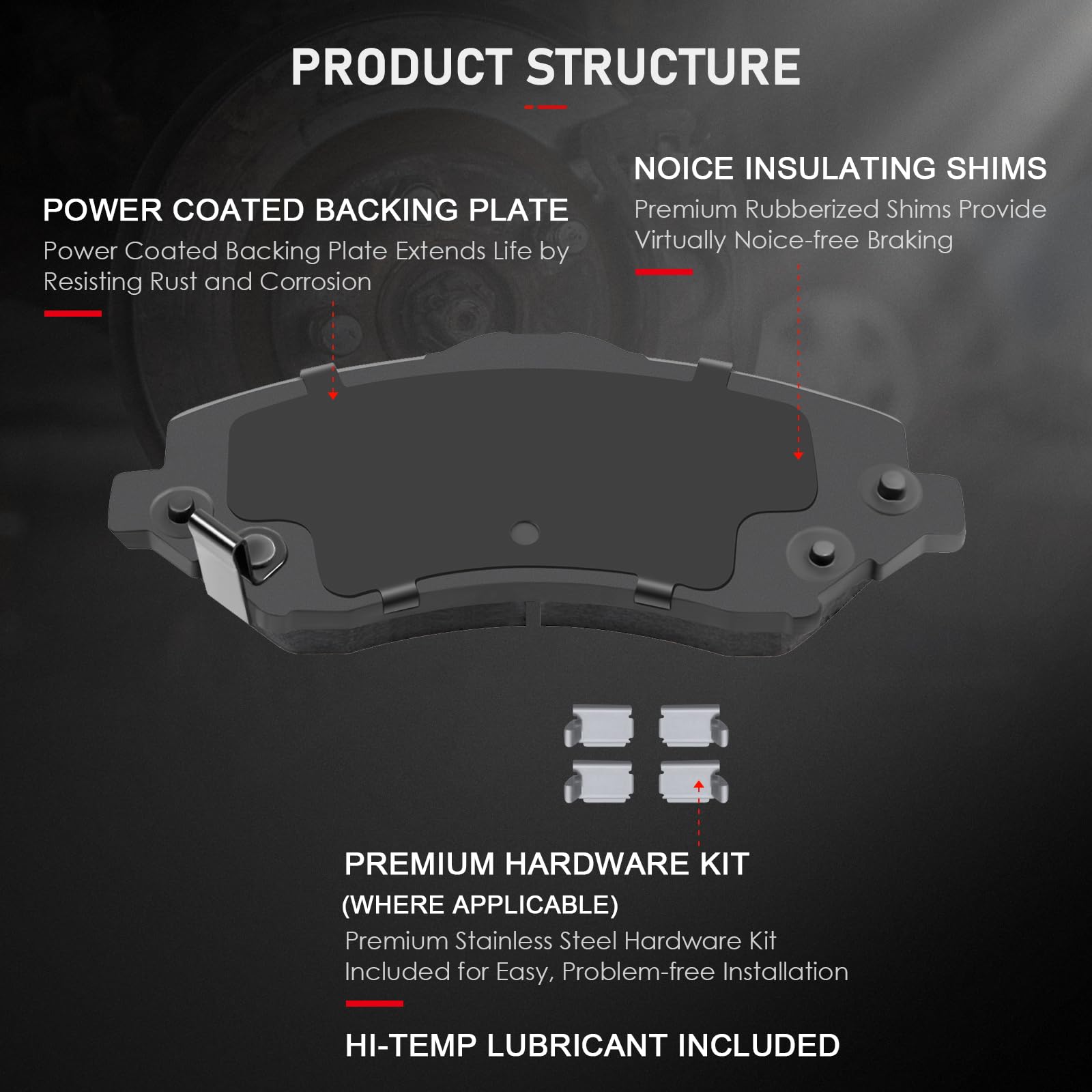 Cciyu Professional Ceramic Brakes Pads Set Fit For 2007-2011 For Dodge Nitro,2008-2012 For Jeep Liberty,2007-2017 For Jeep Wrang