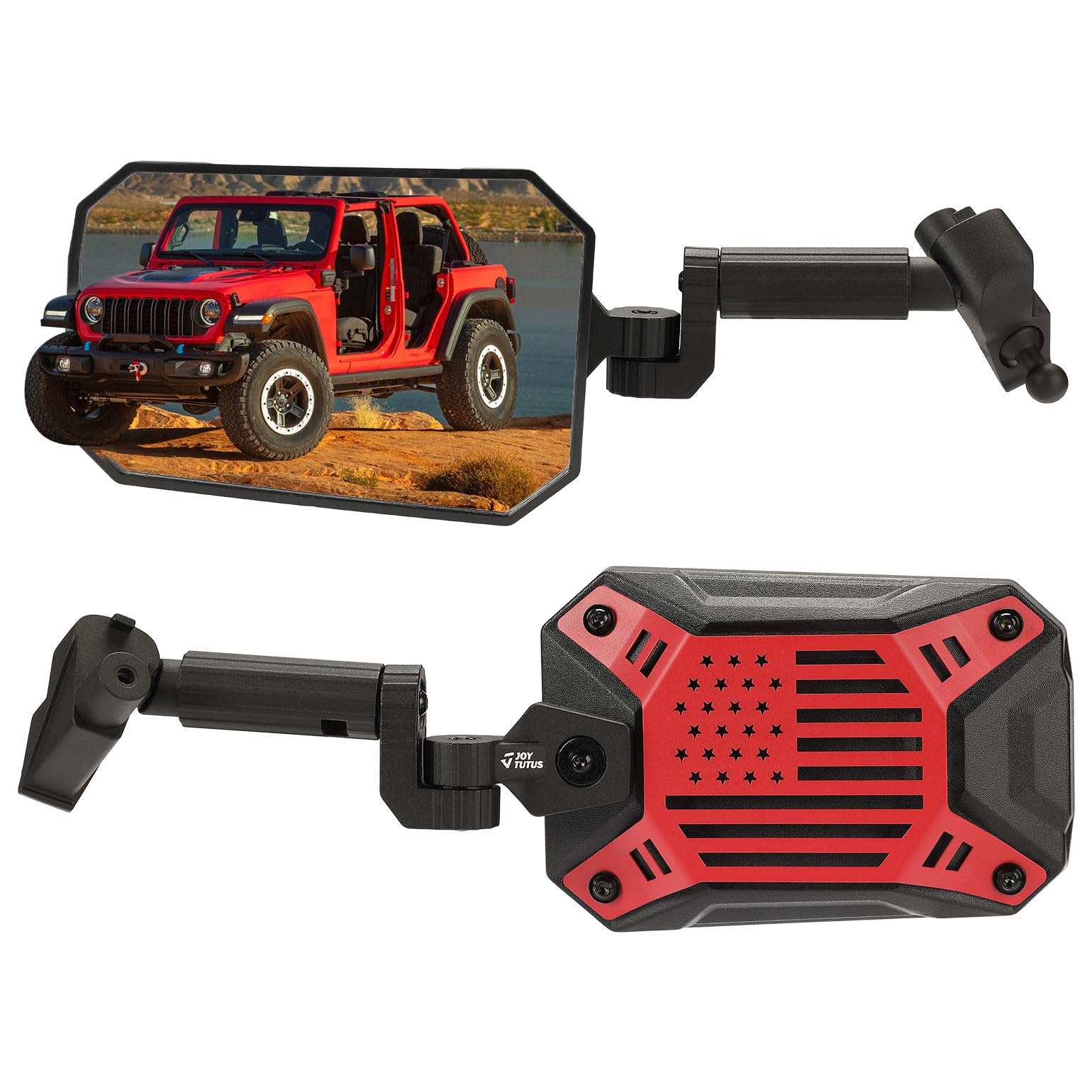 JOYTUTUS Red Mirrors Doors Off Compatible with Wrangler JL Gladiator JT 2018-2023, Side Mirrors with Ball Adapter Wider View No 