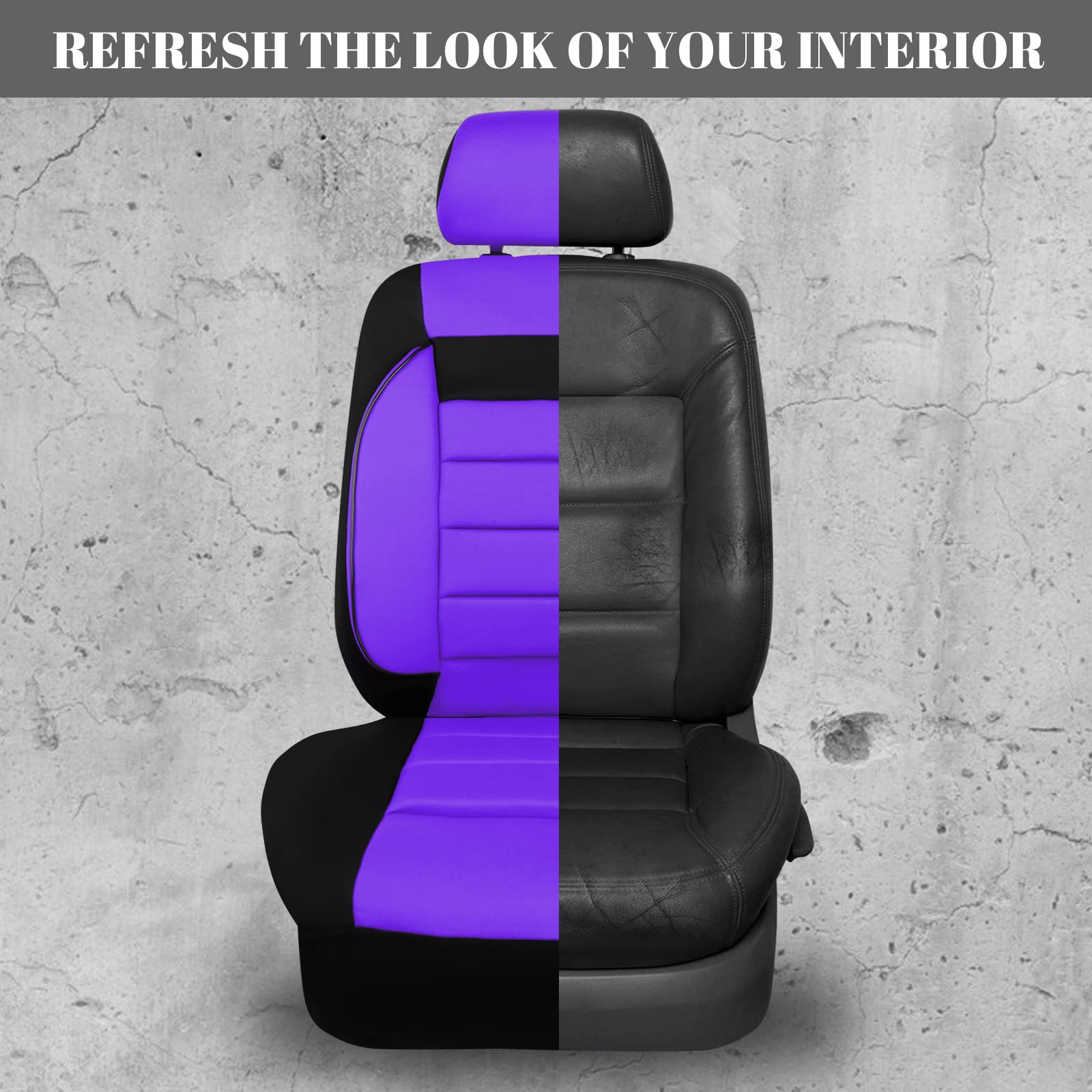 CAR PASS 6PCS 3D Foam Cushion Back Support Universal Fit Elegance Two Front Car Seat Covers,for Automotive SUV,Van,saden,Trucks Airbag Compatible(Black and Purple) Women Comfortable “Cute Girly