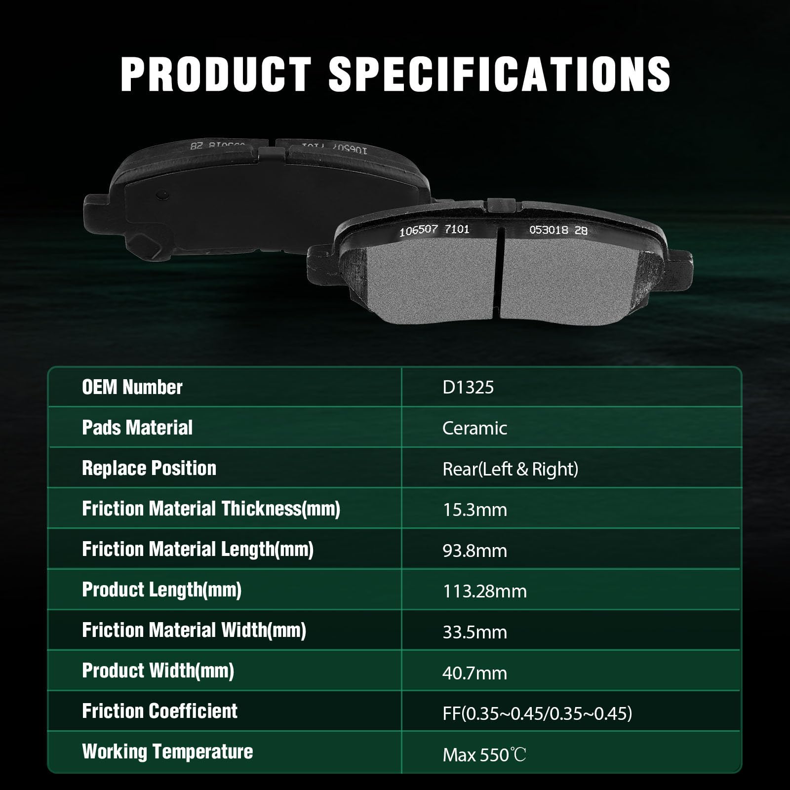 Automuto 8Pcs Front & Rear Ceramic Disc Brake Pads Set D1325 D1324 For Toyota For Highlander 2008-2013