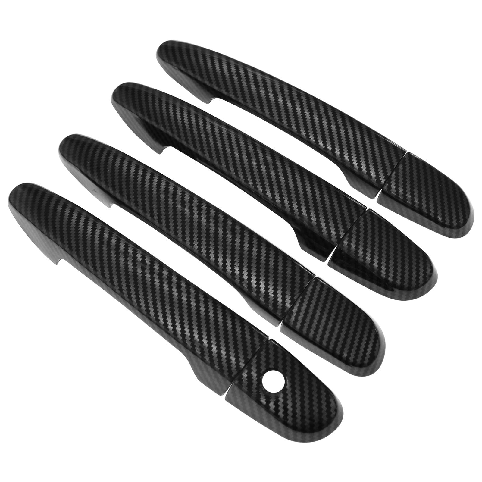 NewYall Set of 4 Front Rear Left Right Carbon Fiber Exterior Door Handle Cover