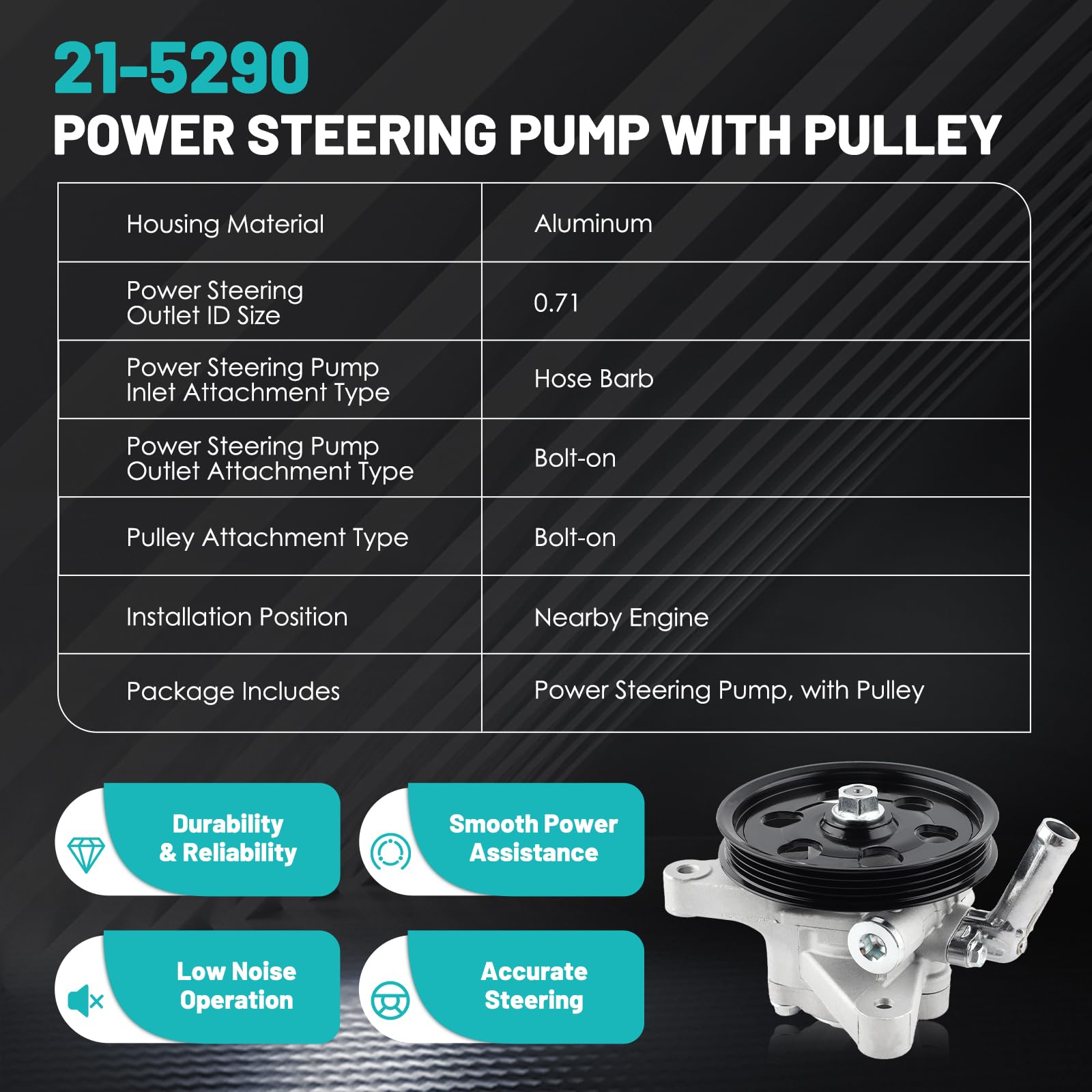 Farrme 21-5290 Power Steering Pump With Pulley Fit For Acura Tl 1999-2003, For Acura Cl/Mdx/For Honda Pilot 2001-2003 Automotive