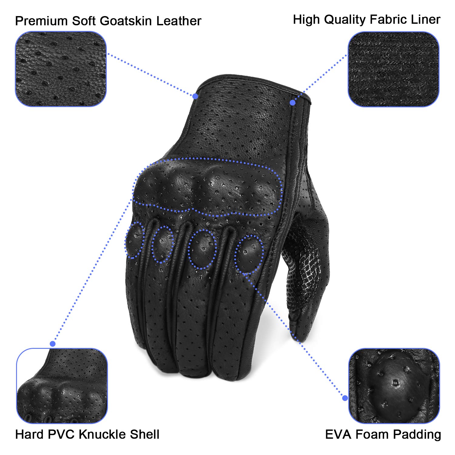 Superbike Updated Full Finger Anti-Slip Motorcycle Gloves Hard Knuckle Perforated Motorcycle Riding Gloves (Updated,Perforated,
