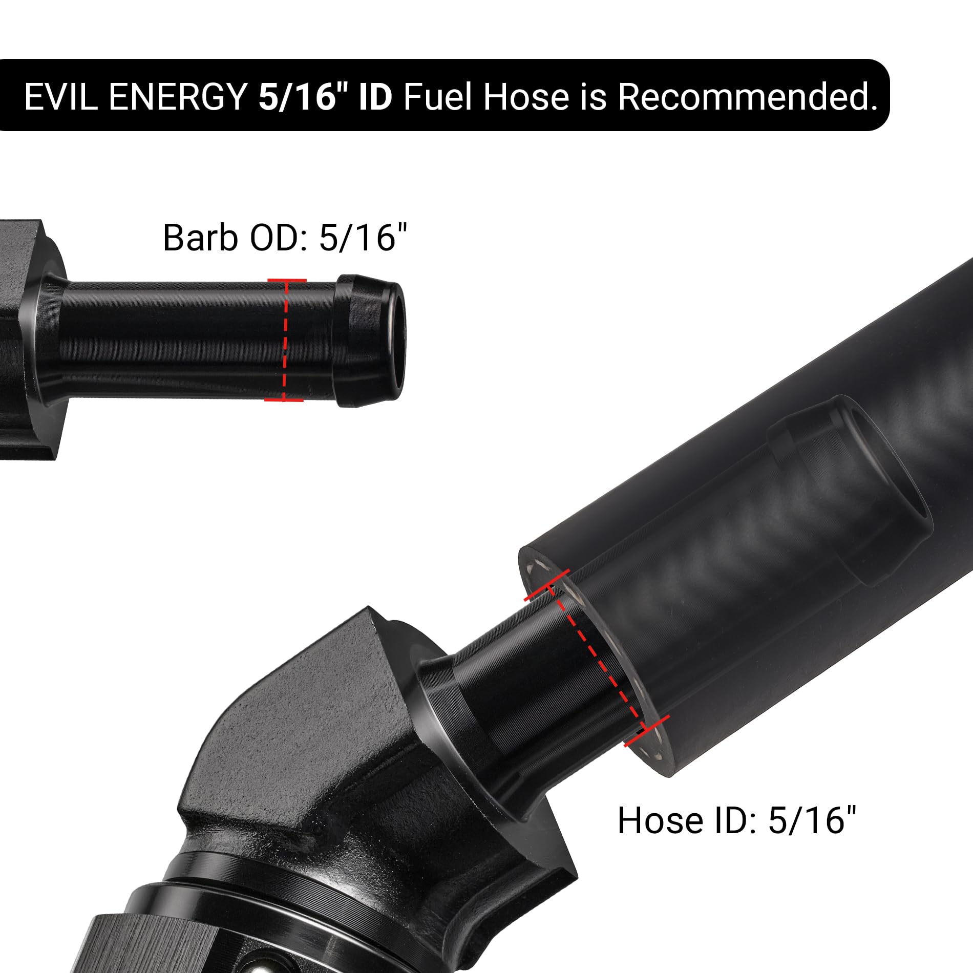 EVIL ENERGY 6AN Female to 5/16'' Barb Hose Fitting 45 Degree Swivel 2PCS