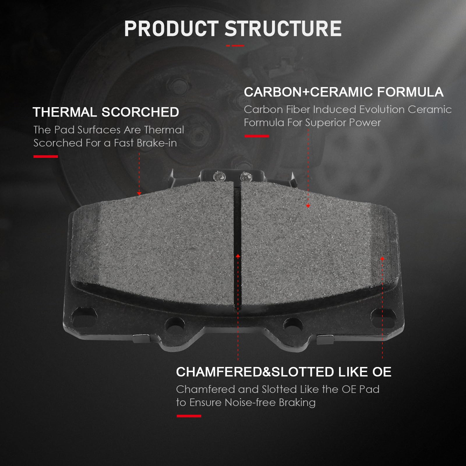 Cciyu D410 Front Ceramic Brake Pads Kits 4Pcs Fit For 1996-1997 For Lexus Lx450,1990-1997 For Toyota For Land Cruiser