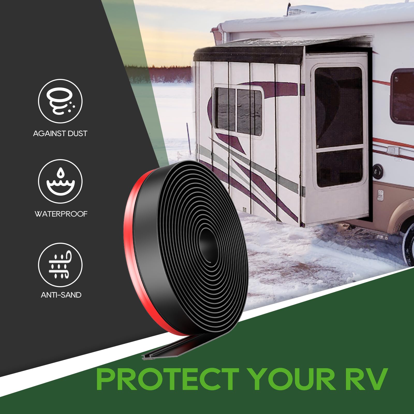 RVGUARD 40FT RV Slide Out Seal with Strong Adhesive Tape, Waterproof RV Seal Replacement for RVs, Travel Trailers and 5th Wheels