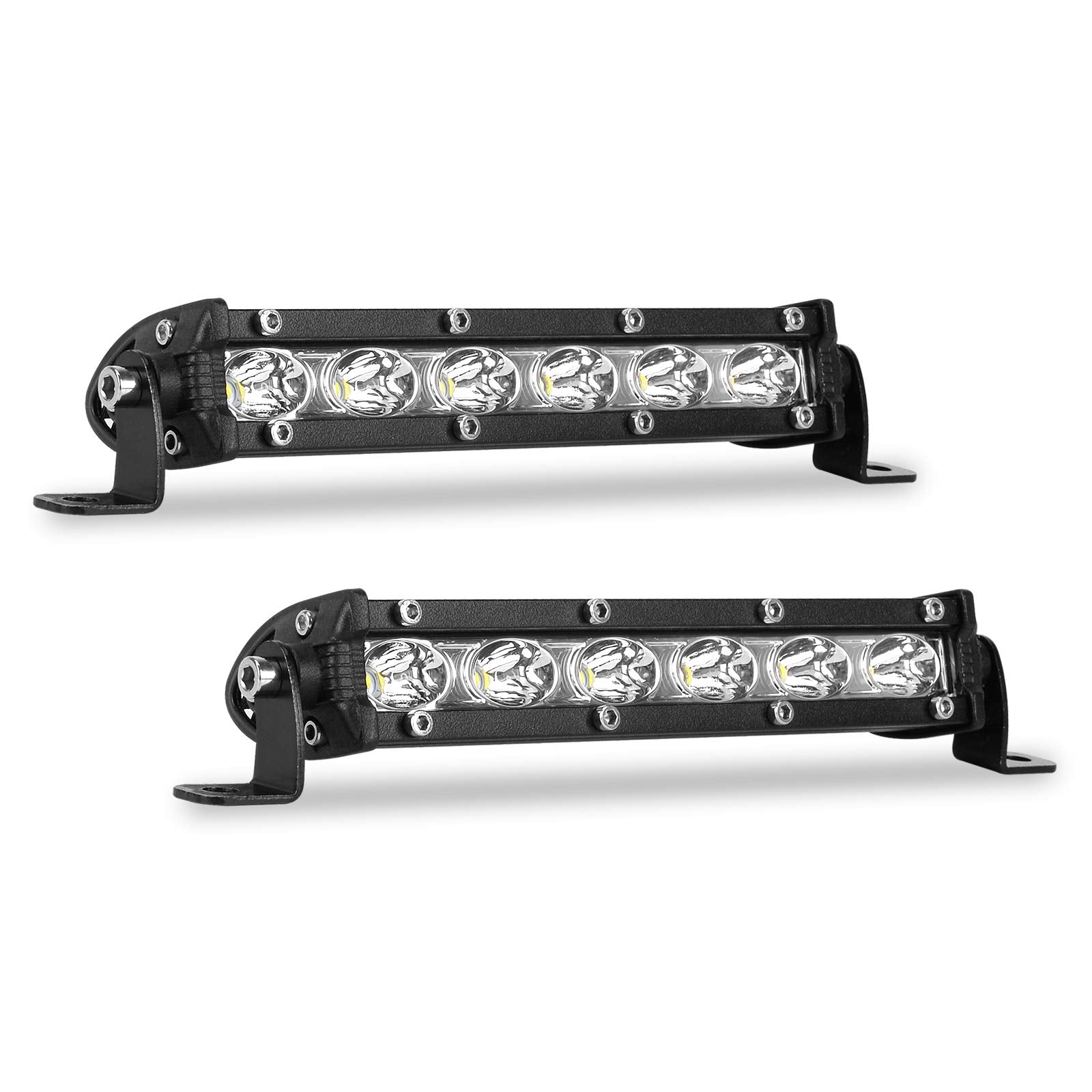 7 Inch Single Row Led Light Bar Pods - Beamcorn Ultra-Slim 60W 10000 Lumens Waterproof Driving Fog Light Combo Flood Spot Lights