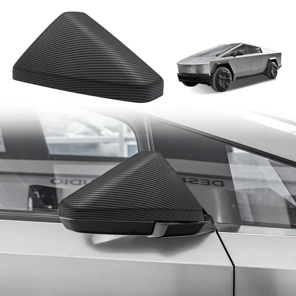 BestEvMod Door Side Rearview Mirror Cover Caps Protection Covers Direct Add-on Compatible with 2025 2024 Tesla Cybertruck Exteri
