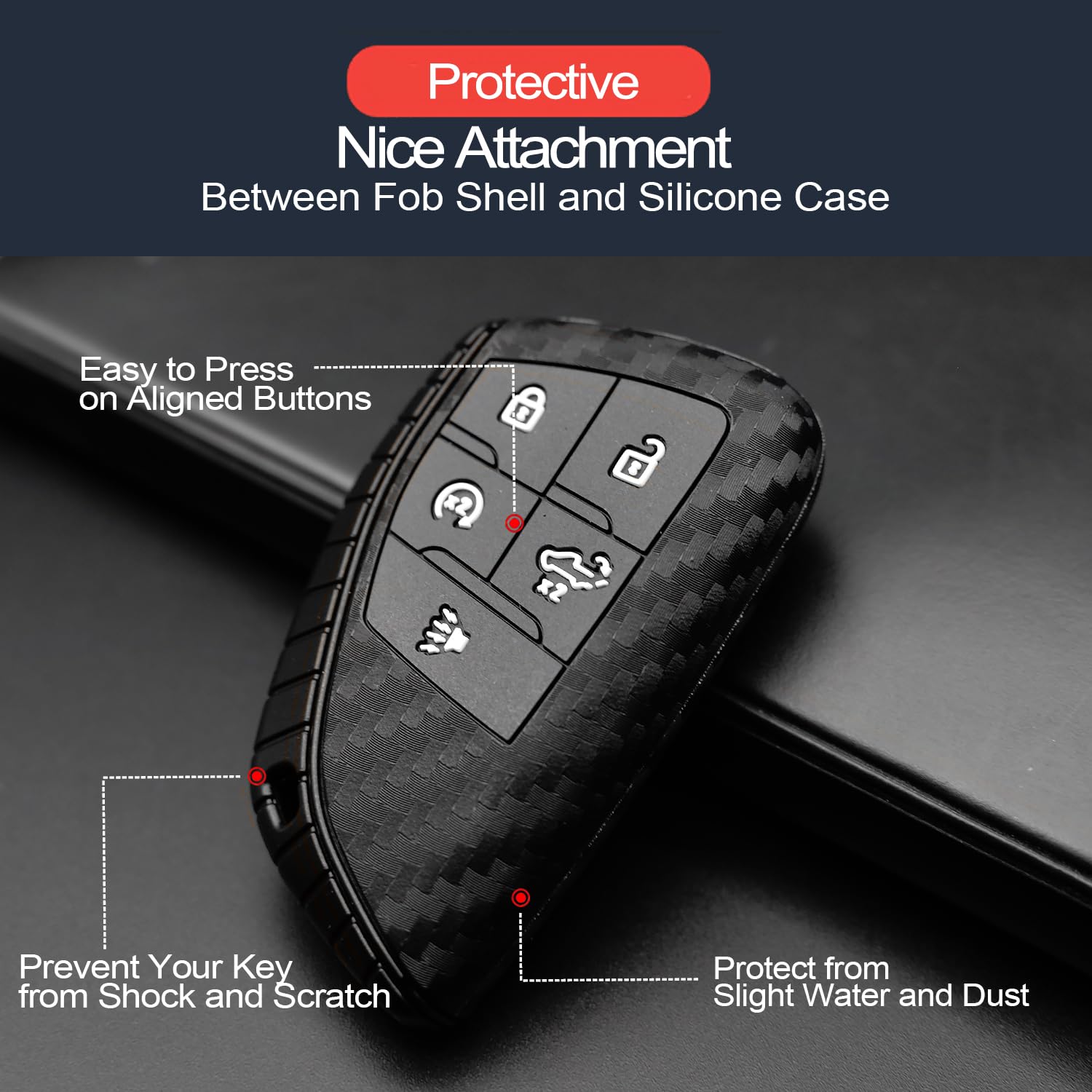 Infipar 2Pcs Compatible With Chevy Gmc Key Fob Cover Case Key Chain Fit For Chevrolet Chevy Silverado 1500 2500 3500 Hd Ev Gmc S