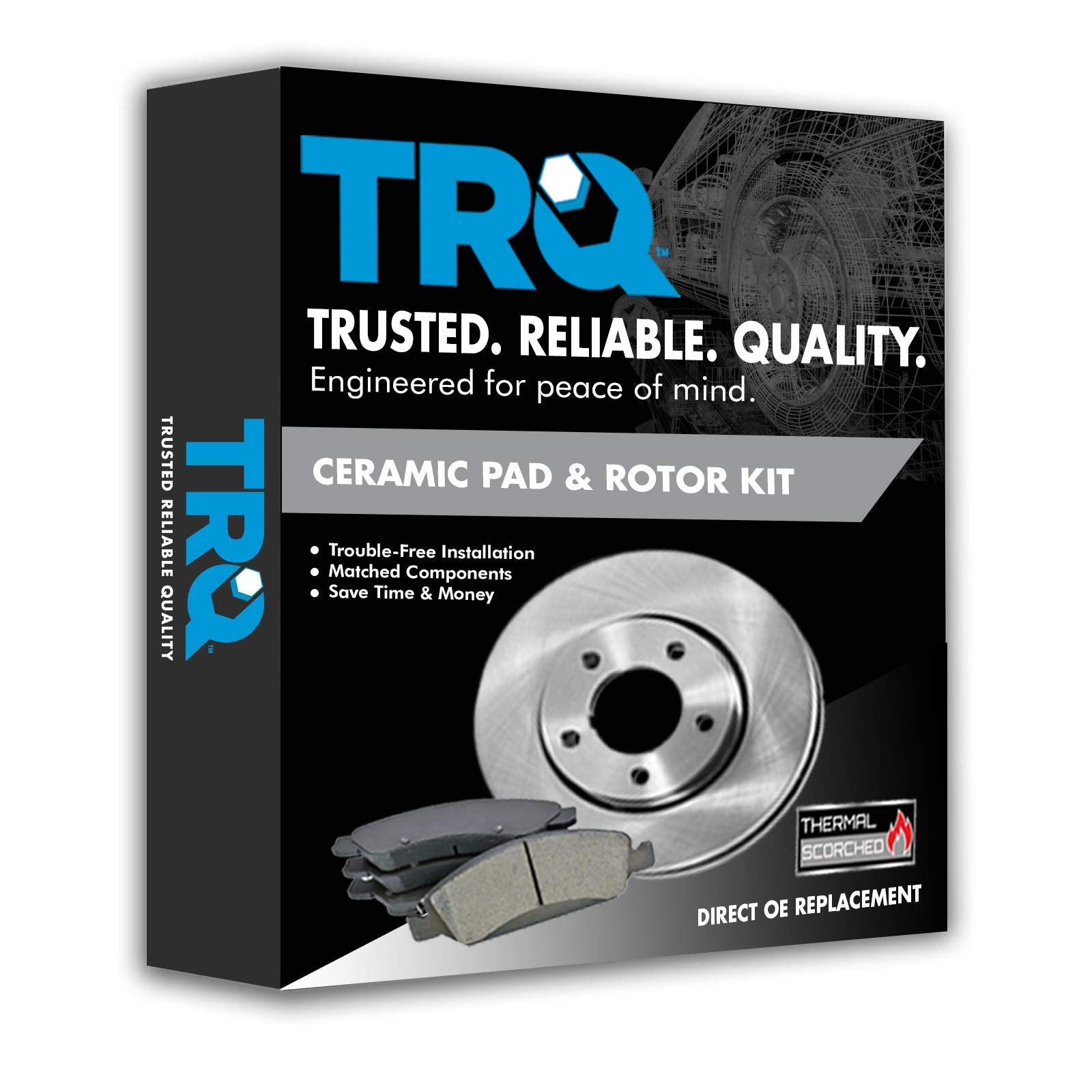 TRQ Rear Brake Pad & Rotor Kit Brake Pads Brake Rotor Ceramic Compatible with 2009-2023 Nissan Maxima