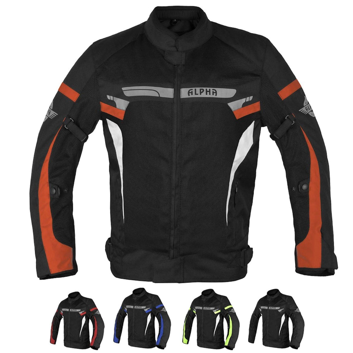 ALPHA CYCLE GEAR BREATHABLE BIKERS RIDING PROTECTION MOTORCYCLE JACKET MESH CE ARMORED (ORANGE BOSS, XXXX-LARGE)