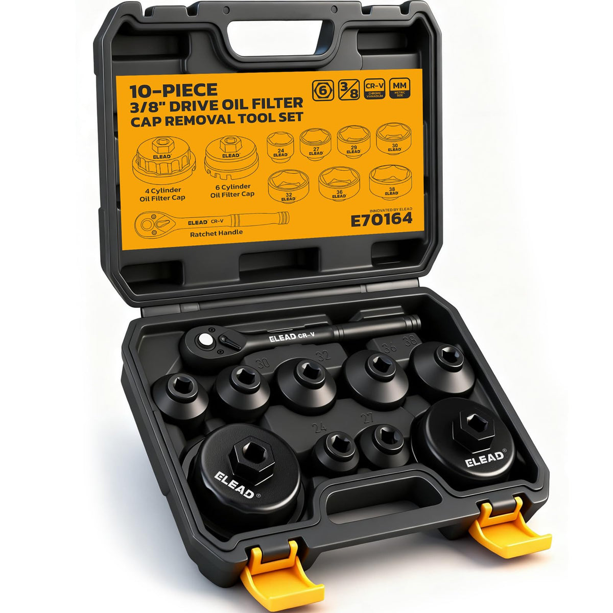 ELEAD 10-Piece Oil Filter Wrench Set for Toyota, Honda, BMW, Black ...
