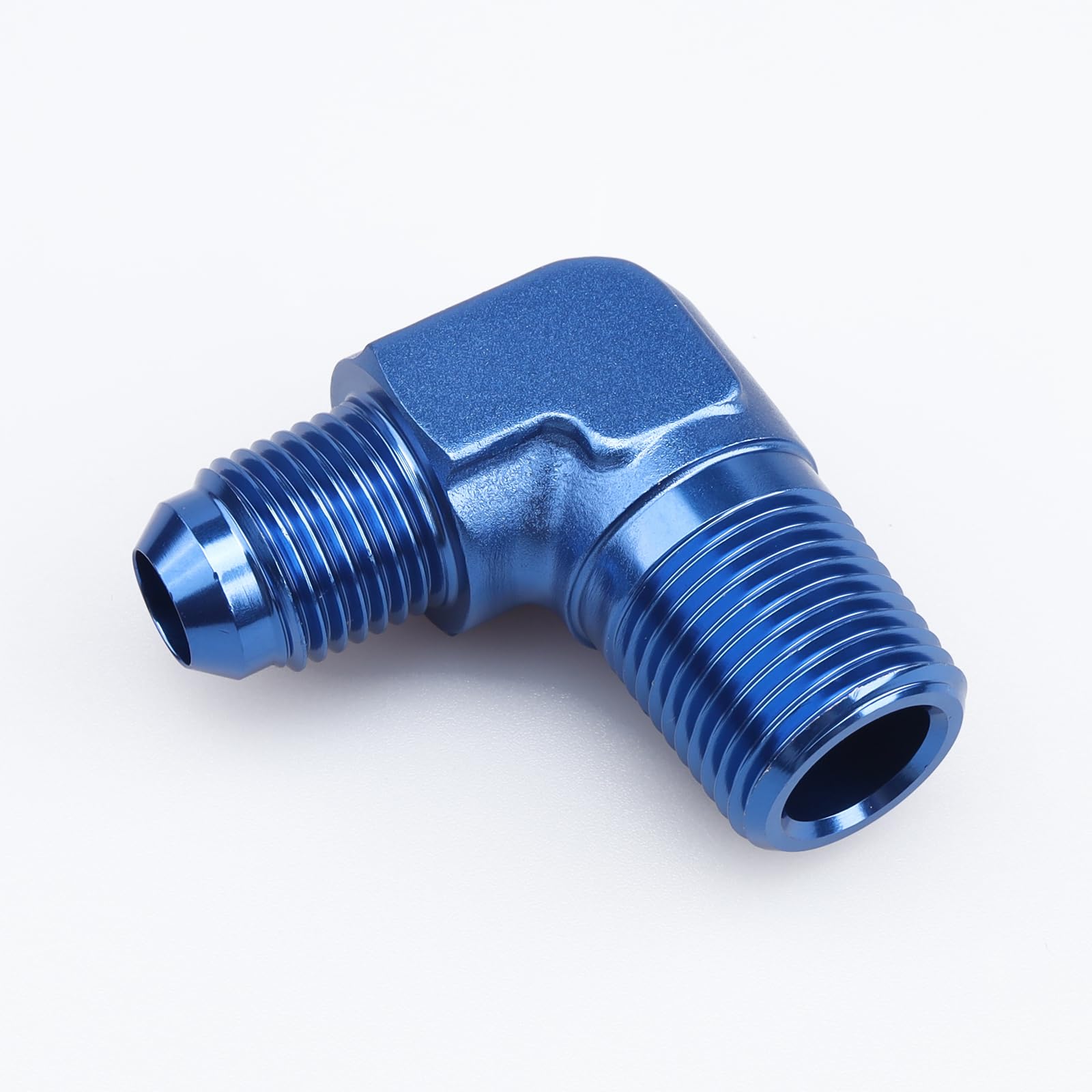 Ac Performance 90 Degree Elbow -6 An Male To 3/8'' Npt Male Fitting Adapter Connector Aluminum Blue