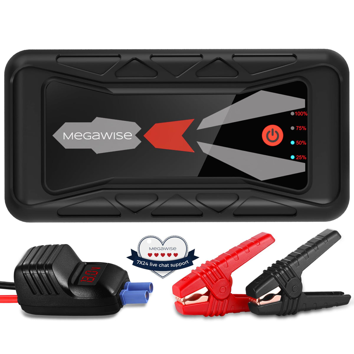Megawise 1500A Peak 16800Mah Car Battery Jump Starter Booster (Up To 7L Gas Or 5L Diesel Engines), 12V Portable Power With Dual
