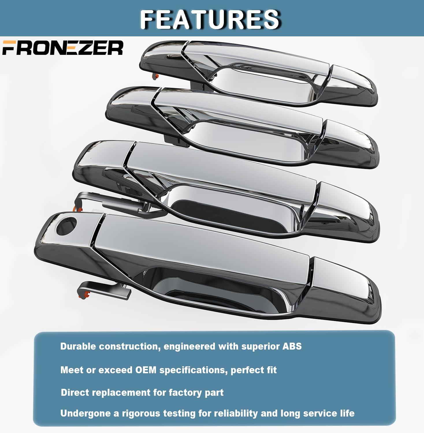 Fronezer Exterior Door Handle, 4Pcs Chrome Front Rear Driver Passenger Compatible With 2007-2014 Chevy Silverado Suburban Avalan
