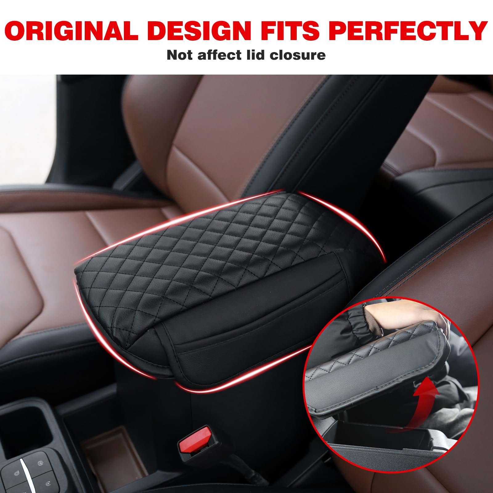 Mabett Center Console Armrest Cover For Ford Maverick, Console Protector Fit Maverick Accessories 2022 2023 2024 2025, Prevebt Pets Scratches, With Side Pockets (Black)