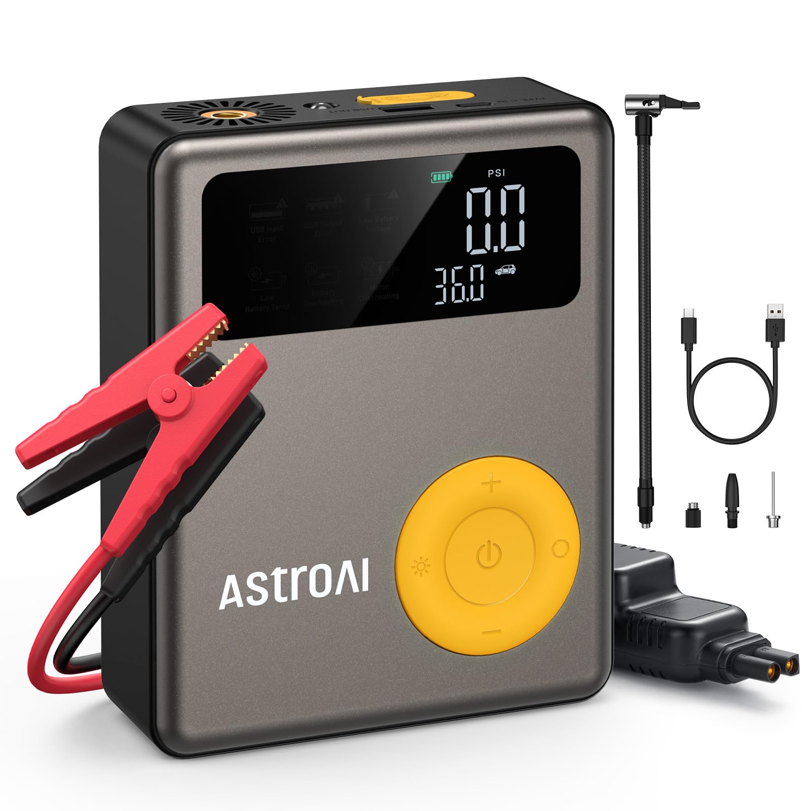 AstroAI Portable Car Jump Starter with Air Compressor, 150PSI 1750A Car Jumper Starter Battery Pack with Cordless Tire Inflator 