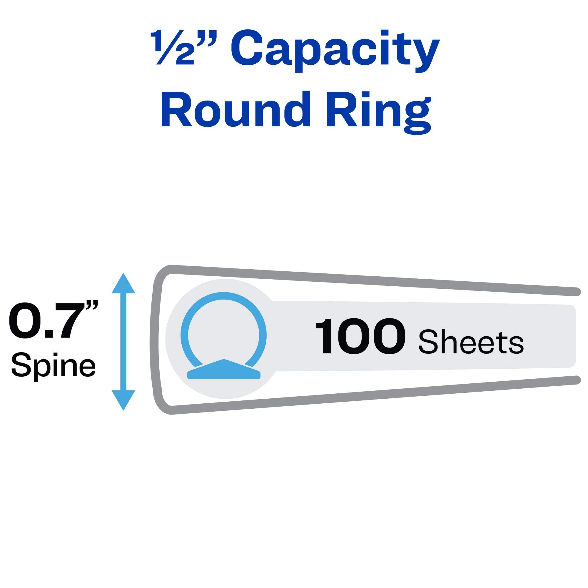 Avery Economy View 3 Ring Binders, 0.5'' Round Rings, 100-Sheet Capacity, Black, 4 Pack (17701)