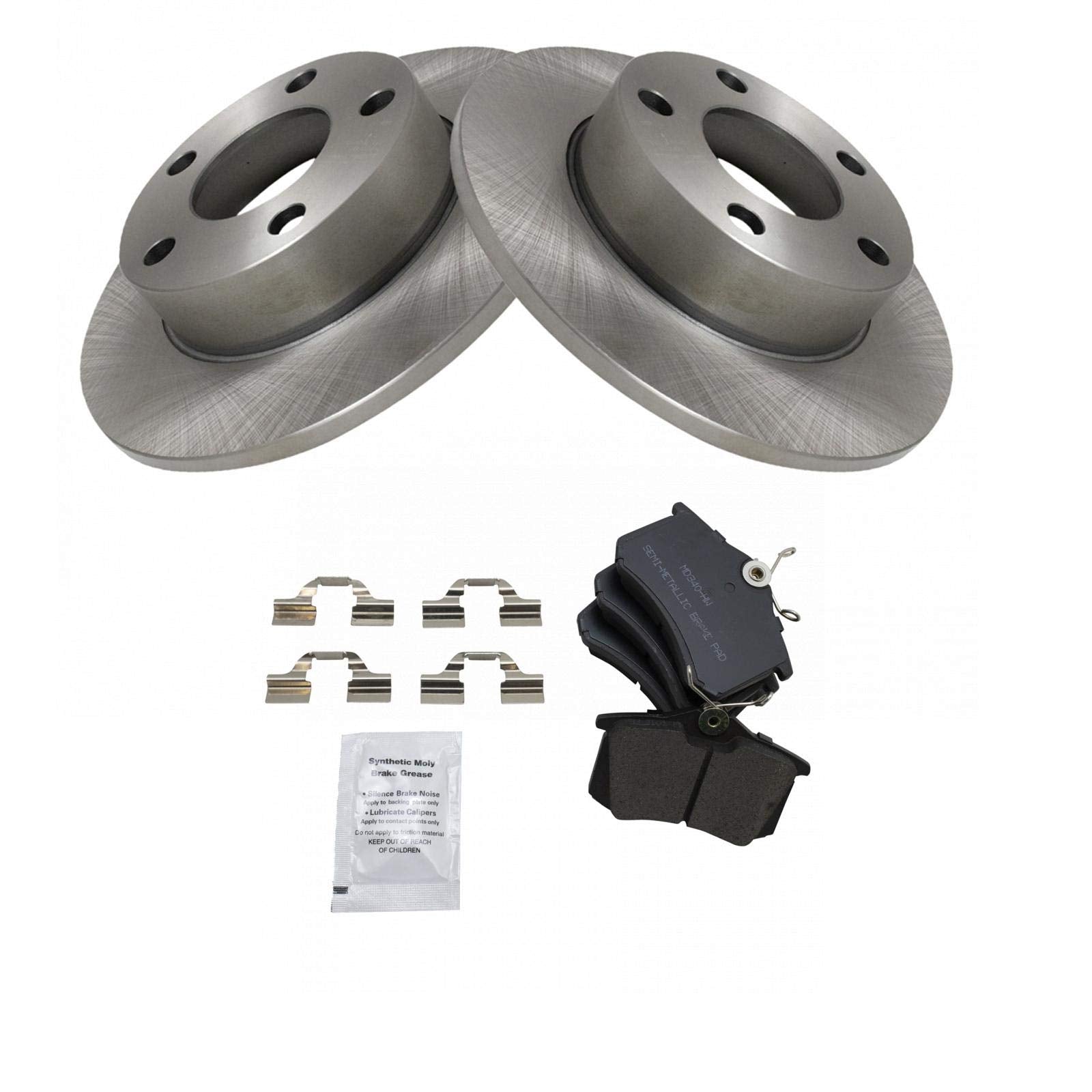 Trq Rear Brake Pad & Rotor Kit Brake Pads Brake Rotor Semi-Metallic Compatible With 2002 Audi A4 Quattro S4