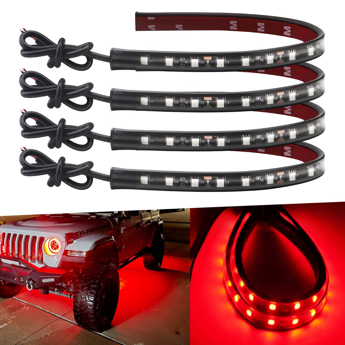 Keiurot 12V Led Light Strip 32Cm Waterproof Leds Light Strips For Cars Motorcycles Golf Cart Interior & Exterior Marine Boat Red