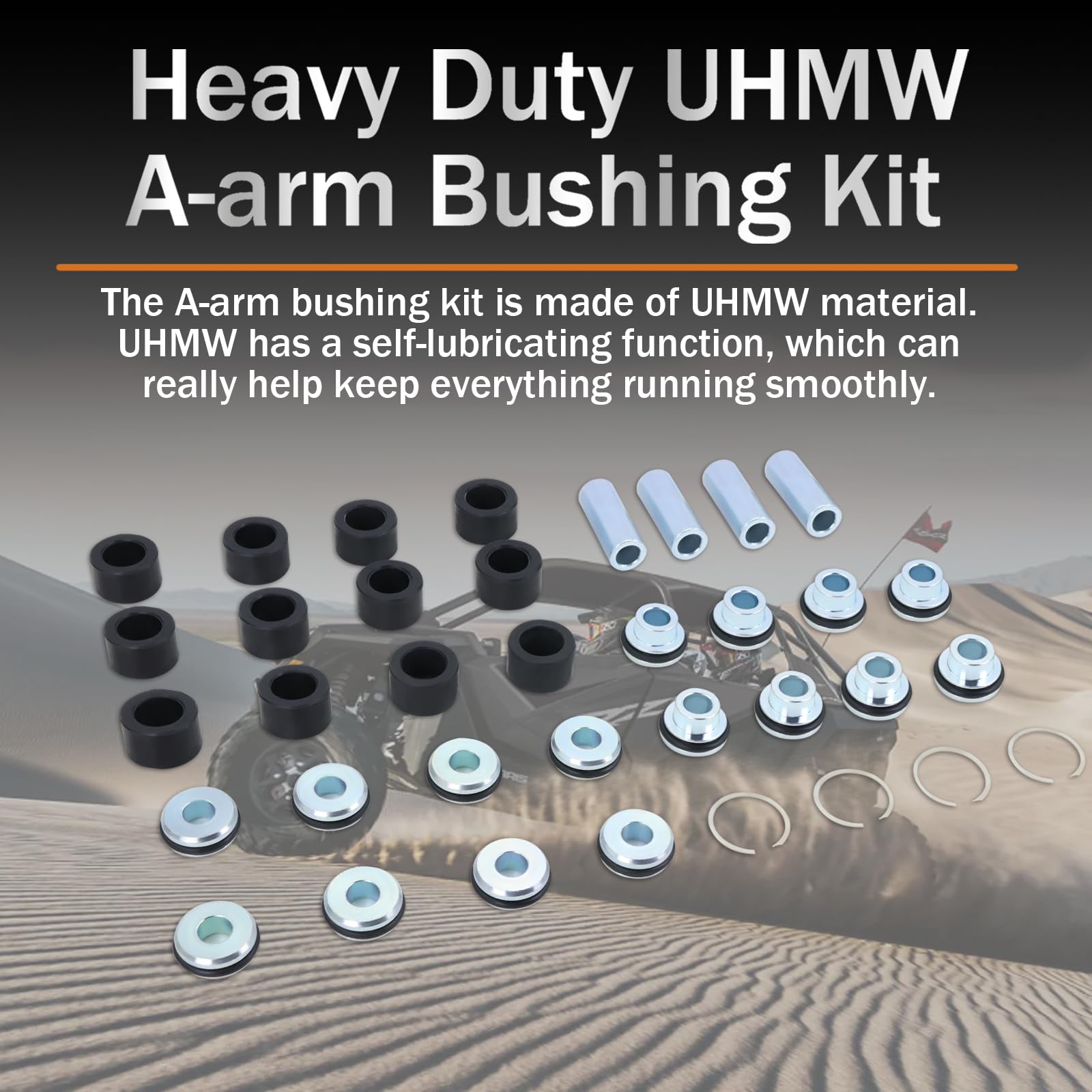 Qagea Heavy Duty UHMW A-arm Control Arm Bushing Kit Compatible with Polaris RZR PRO XP 4 (2020+) Replaces AAB-P-RZRXPTS-001 CT-0