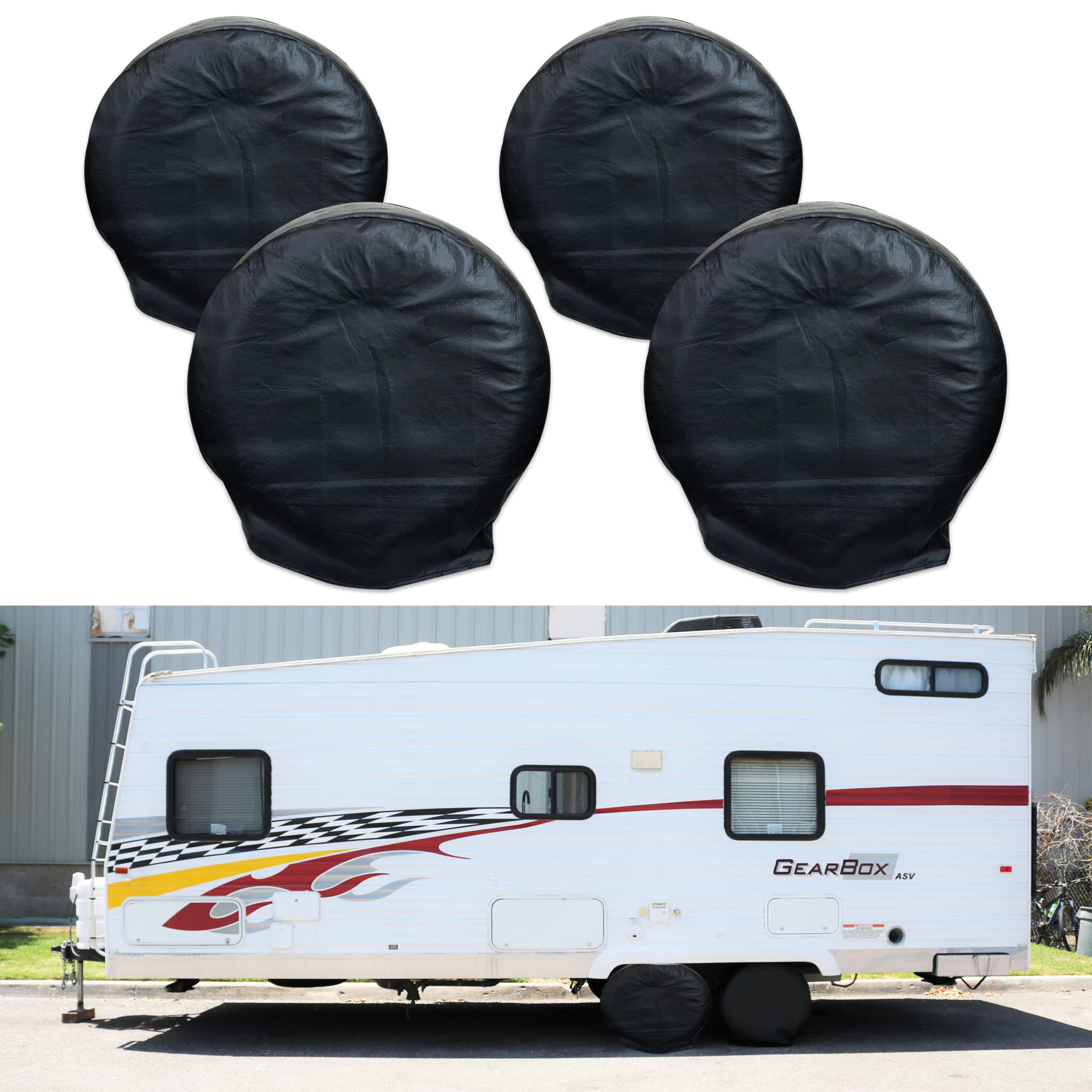 Leisure Coachworks Tire Covers For Rv Wheel Set Of 4 Motorhome Wheel Covers Waterproof Oxford Cotton Tire Protectors Tire Covers