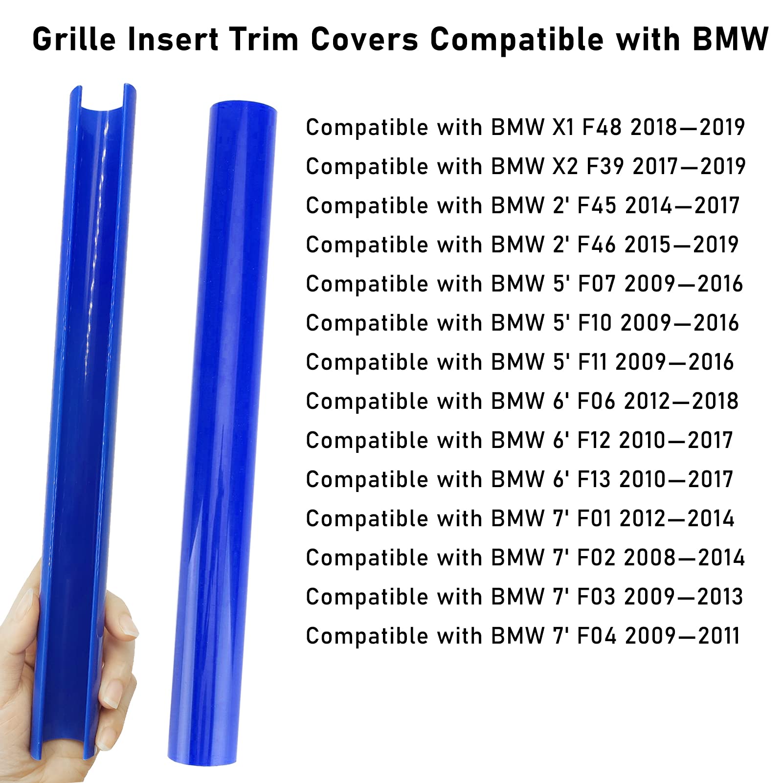 Jaronx Compatible With Bmw Grill Inserts For 2 5 6 7 X1 X2 Series,F10 F11 F45 F12 F13 F01 F02 F48, Compatible With Bmw V Brace Wrap Covers Blue Grill Stripes Front Grill Insert Trims Stripes (Blue)