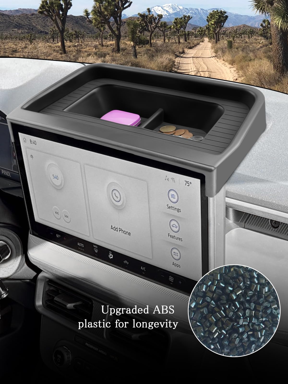 Cdefg For 2025 Ford Maverick Center Console Dash Screen Organizer 13.2-Inch 2025 Ford Maverick Dashboard Behind-Screen Storage B