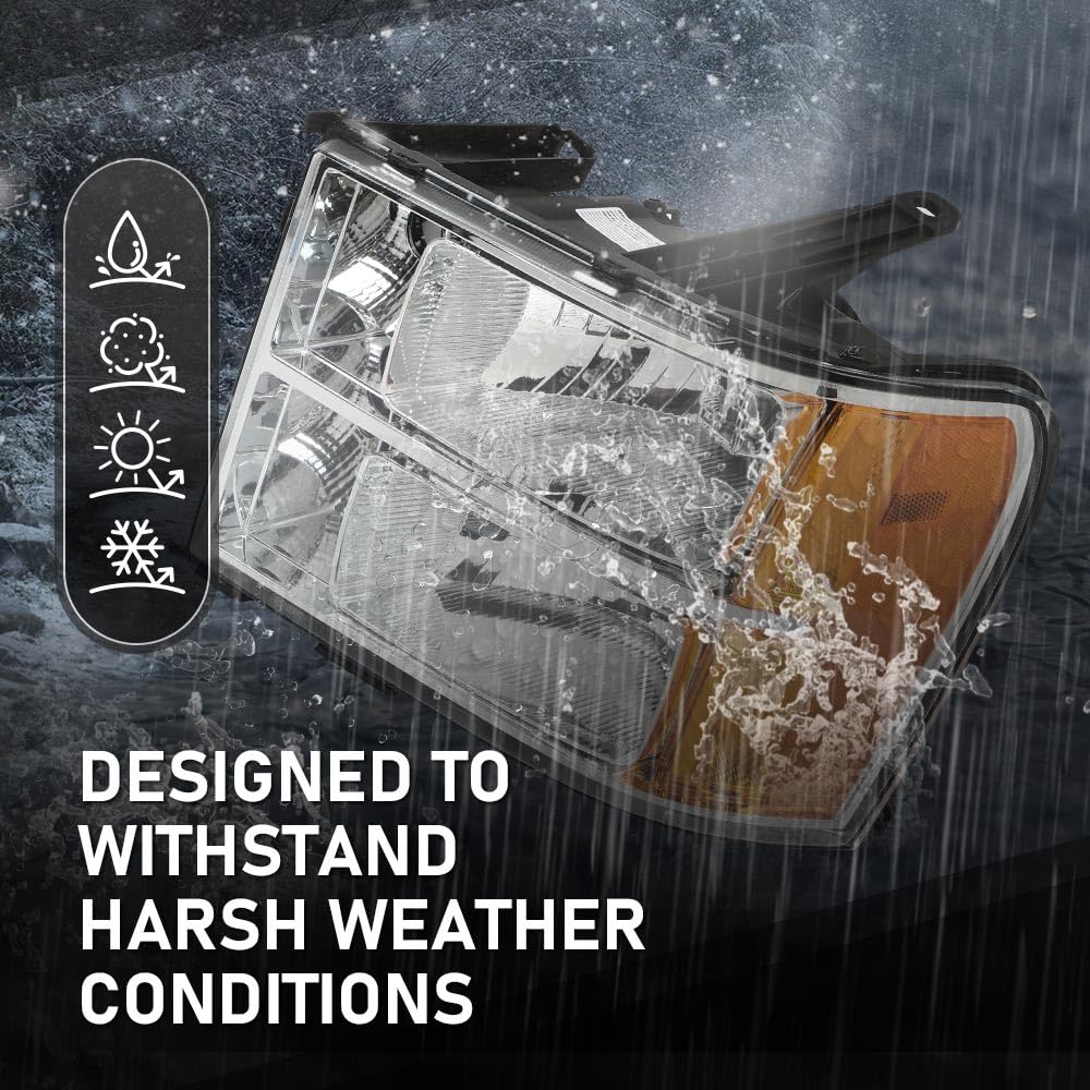 Cheda Front Headlight Assembly Headlamp, Compatible With 2007-2013 Gmc Sierra 1500 2500Hd 3500Hd, Crystal Headlight, Clear Lens