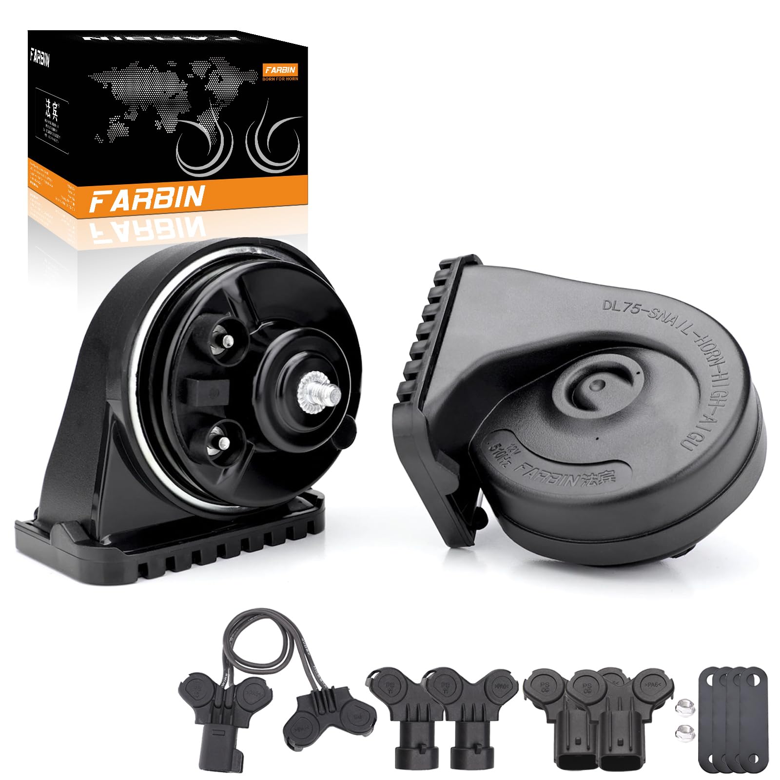 Farbin Special Interface Auto Horn Compatible With Chevrolet 12V Car Horn Loud With Protective Grill Dual-Tone Electric Snail Ho