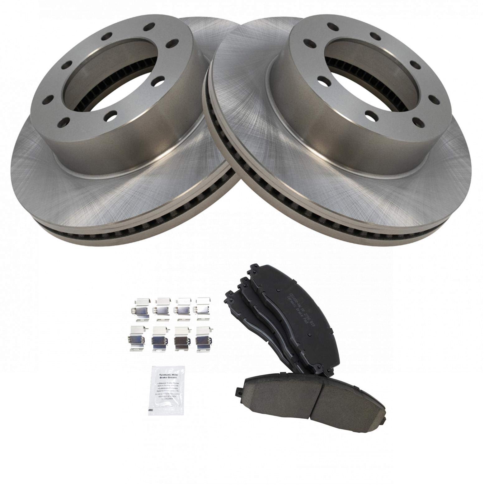 Trq Front Brake Pad & Rotor Kit Brake Pads Brake Rotor Ceramic Compatible With 2013-2019 Ford F-250 Super Duty F-350 Super Duty