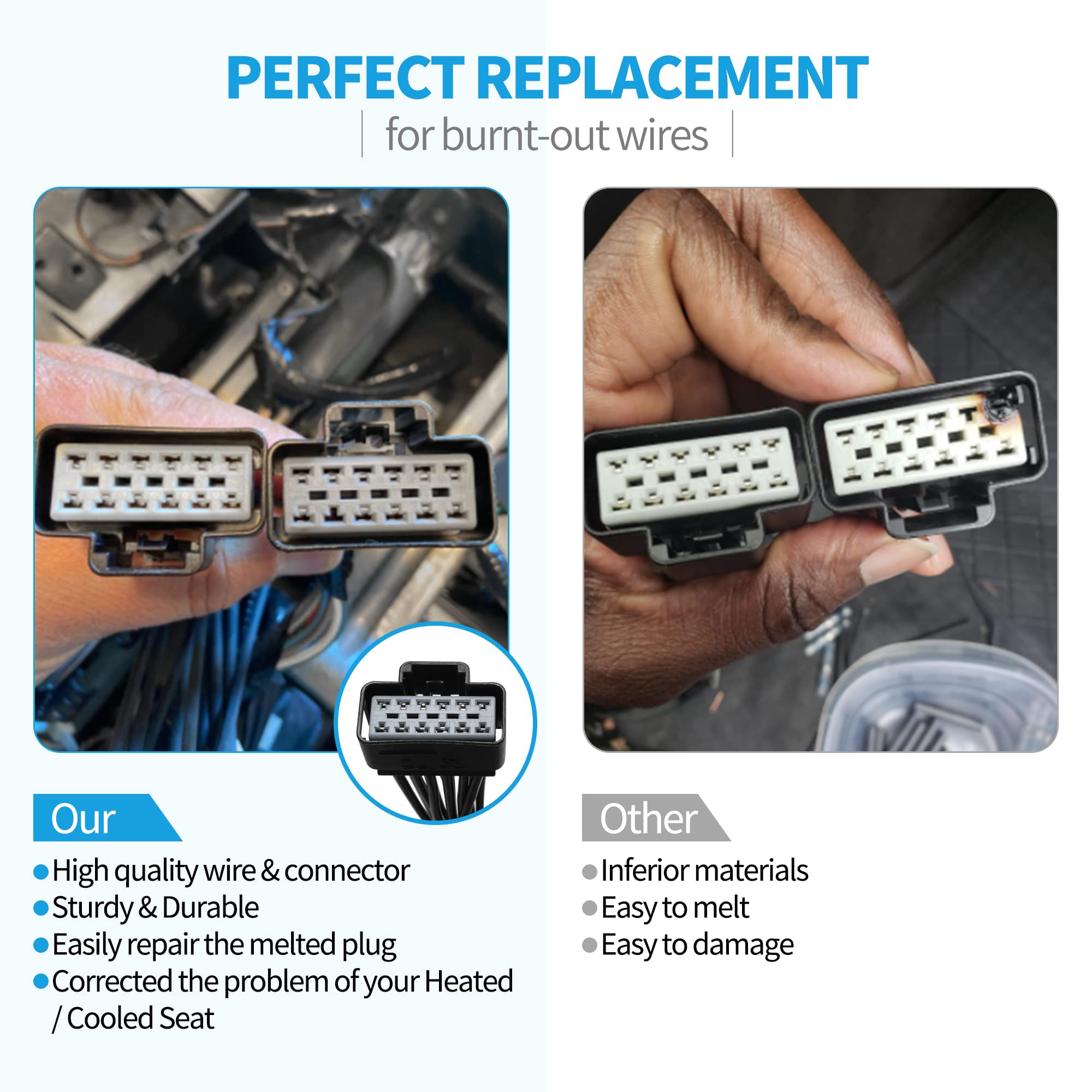 Anina WPT928 Wiring Kit Heated/Cooled Seat Module Connector Wire Assembly for 2003-2019 Ford F150 F250 Explorer Mustang Fusion L