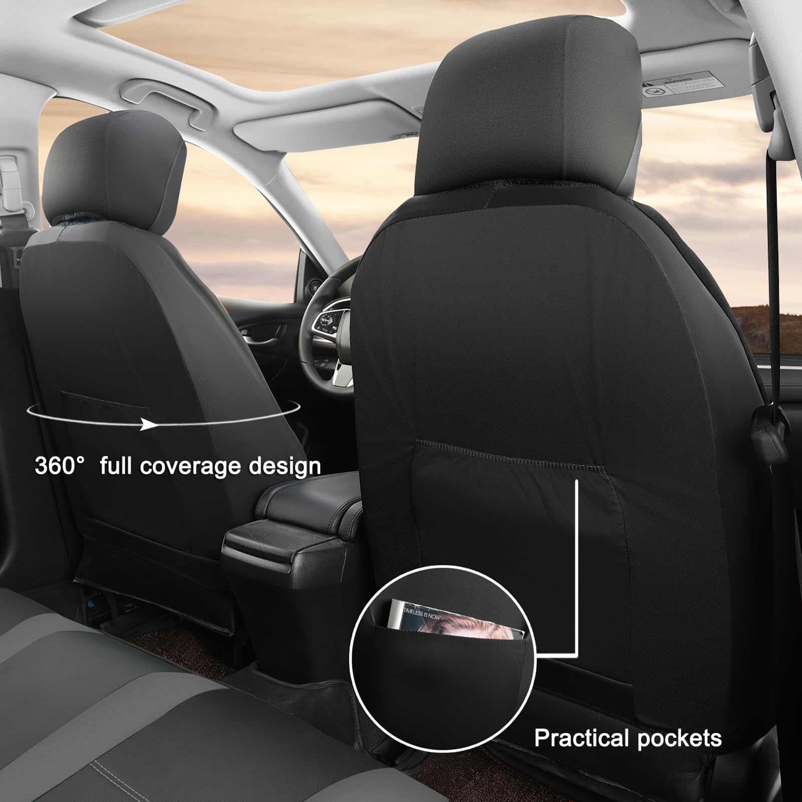 GIANT PANDA Full Set Car Seat Covers Custom Fit Toyota Tacoma 2016 2017 2018 2019 2020 2021 2022 2023 Double & Crew Cab and Exte